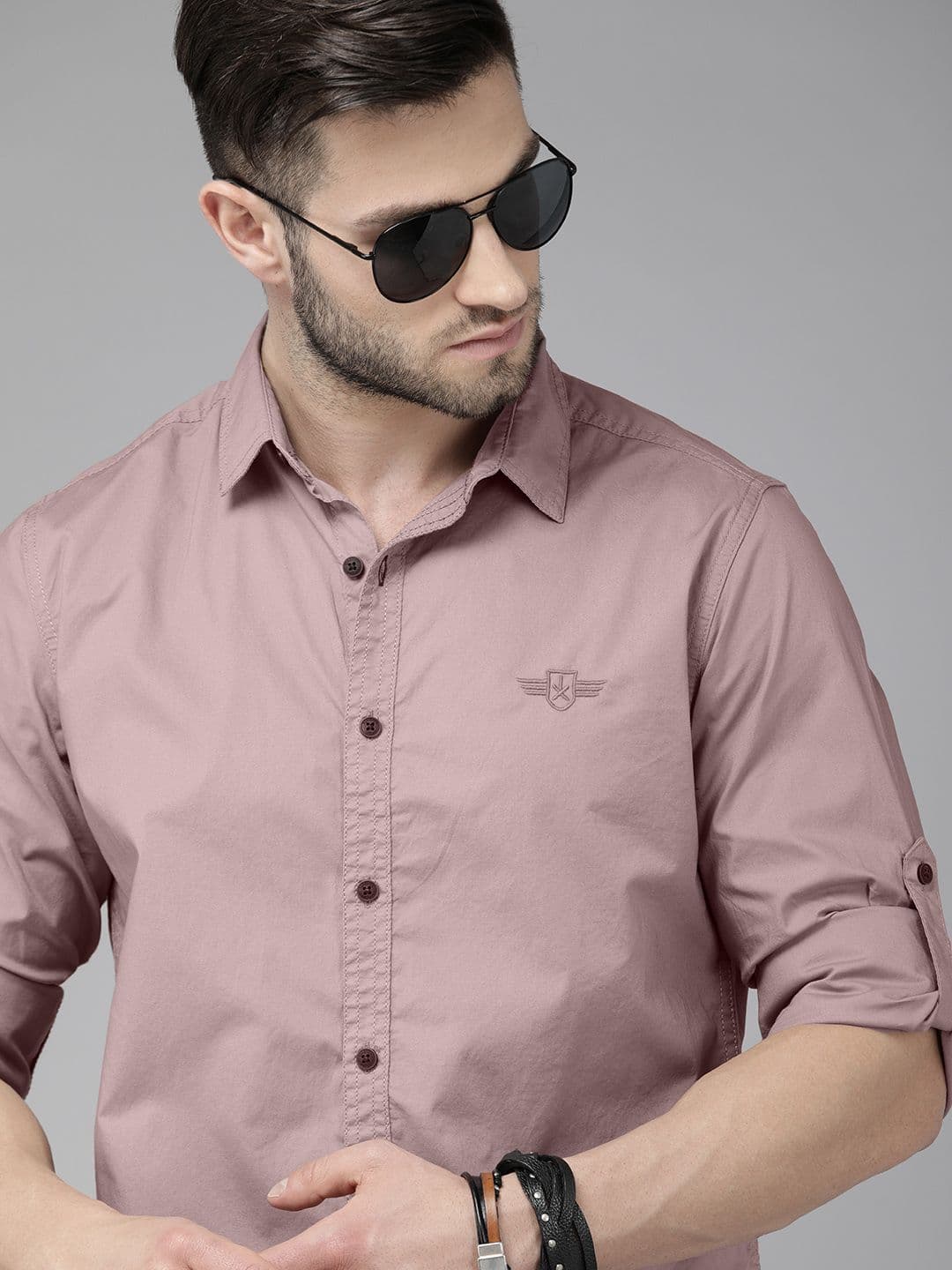 Roadster Men Mauve Solid Slim Fit Casual Shirt - view 1