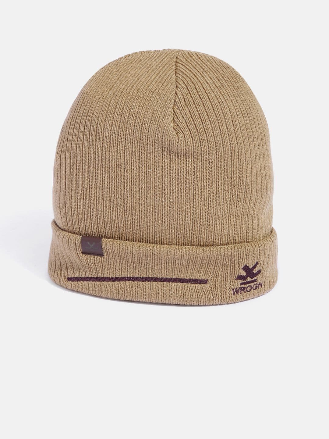 WROGN Unisex Beige Solid Beanie - view 1