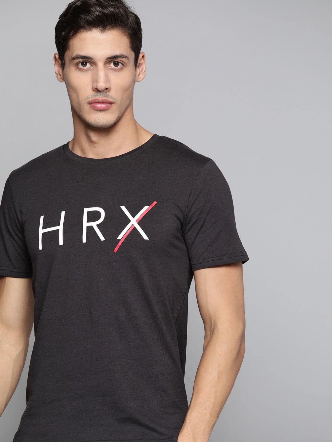 HRX By Hrithik Roshan Lifestyle Men Jet Black Bio-Wash Brand Carrier Tshirt - view 1