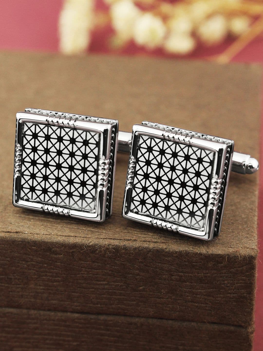 PELUCHE Men Silver-Toned & Grey Cufflink - view 1