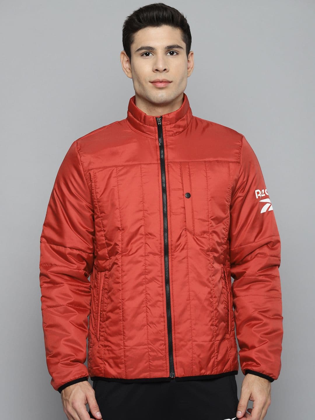 Reebok Men Red Solid BAS Light Padded Jacket - view 1