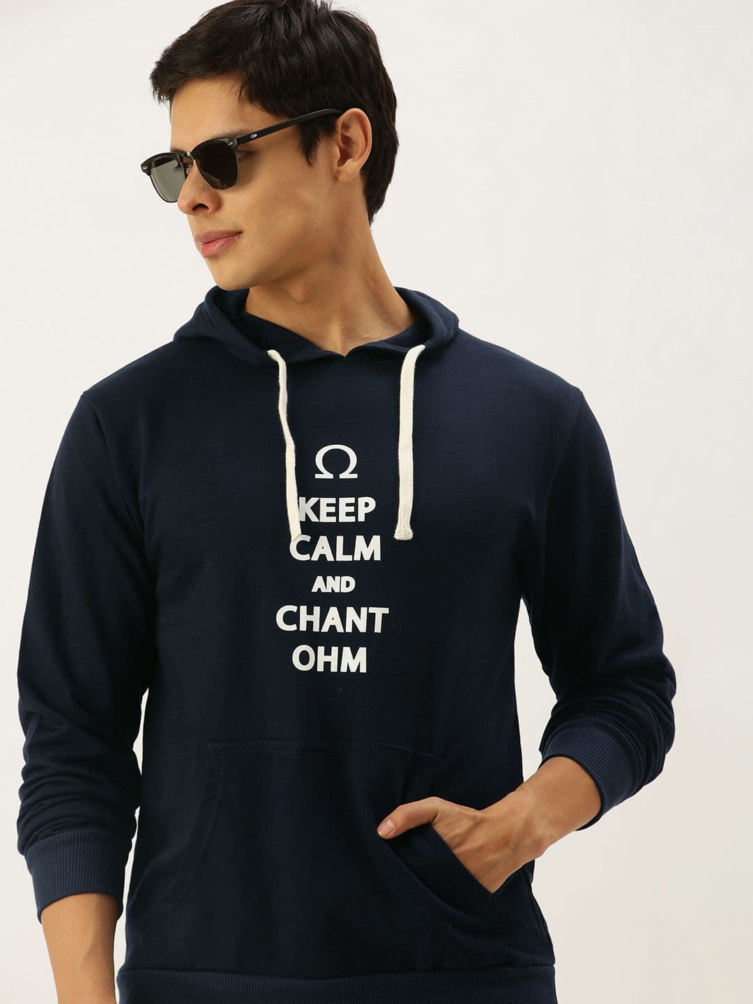 CAHOOT Men Navy Blue Printed Hooded Sweatshirt - view 1