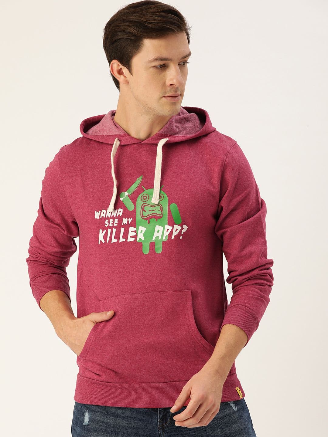 CAHOOT Men Maroon Printed Hooded Sweatshirt - view 1