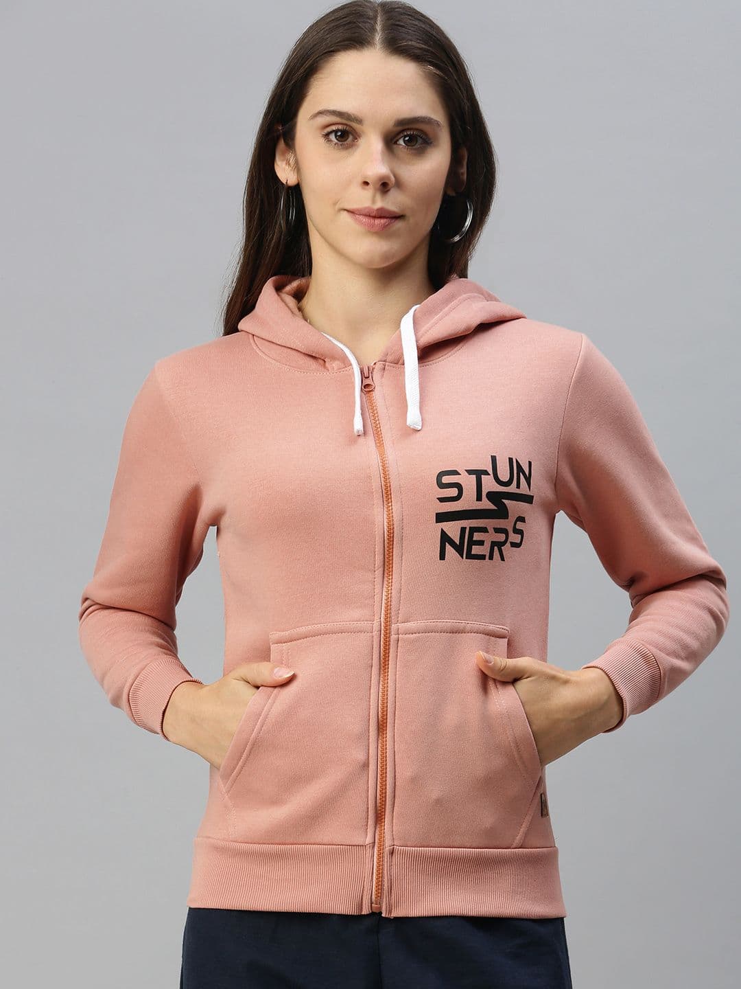 PINACOLADA Women Pink Placement Printed Hooded Sweatshirt - view 1