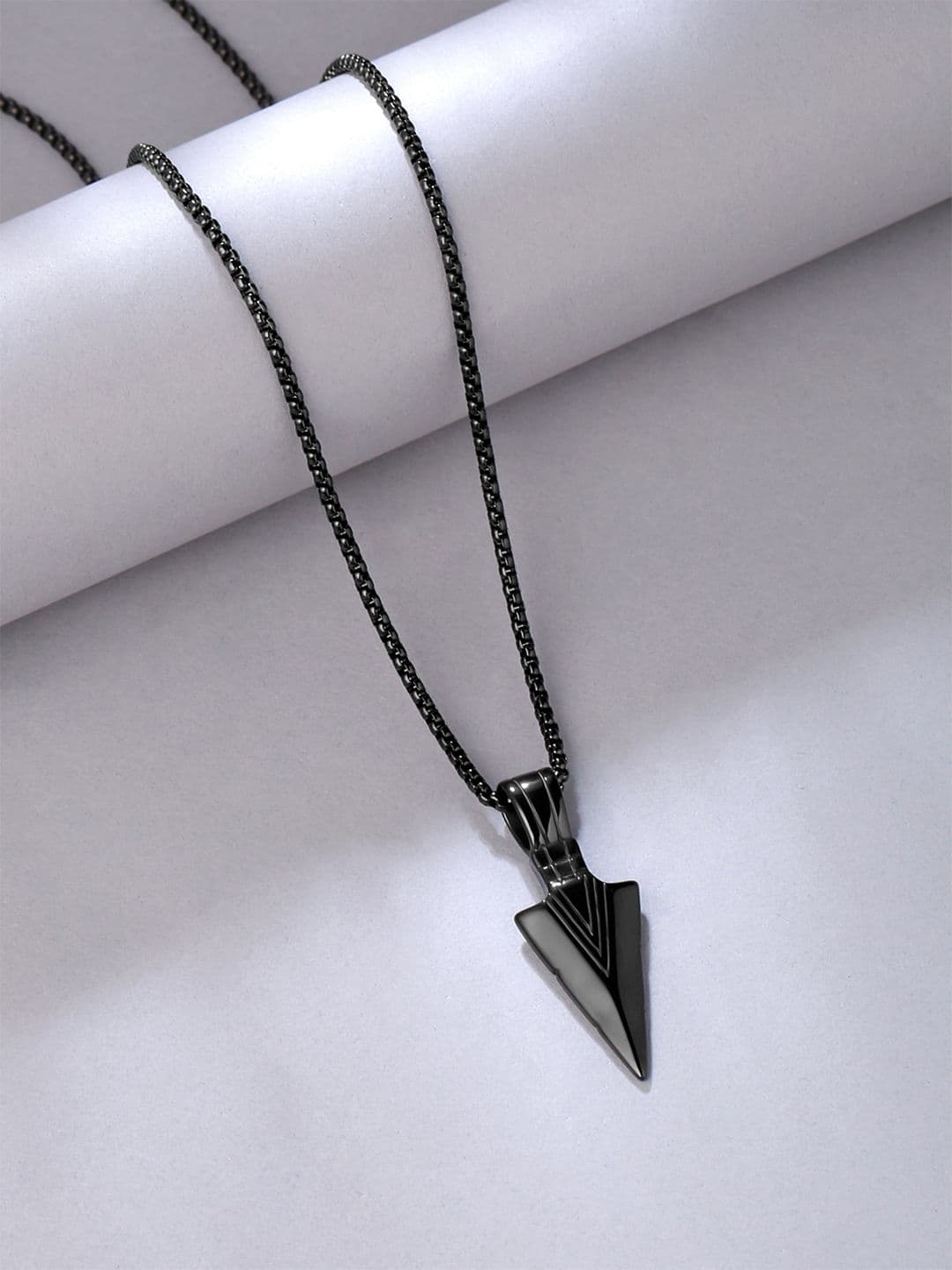 Yellow Chimes Black Stainless Steel Arrow Style Pendant With Chain - view 1