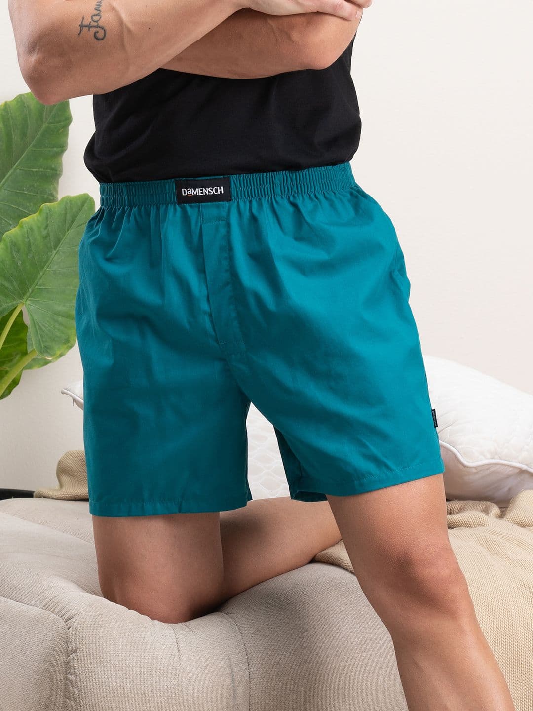 DAMENSCH Breeeze Men Teal-Blue Pure Cotton Ultra-Light All-Round Boxers DAM-SLD-LBX-HB - view 1