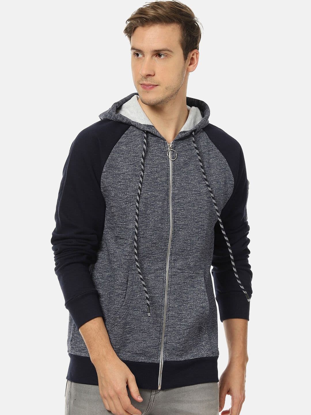 CAHOOT Men Blue Raglan Sleeve Hooded Sweatshirt - view 1