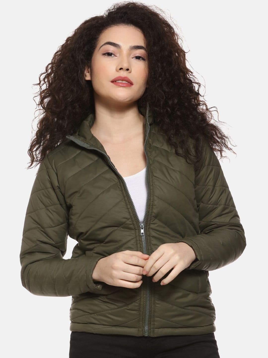 PINACOLADA Women Olive Green Padded Jacket - view 1