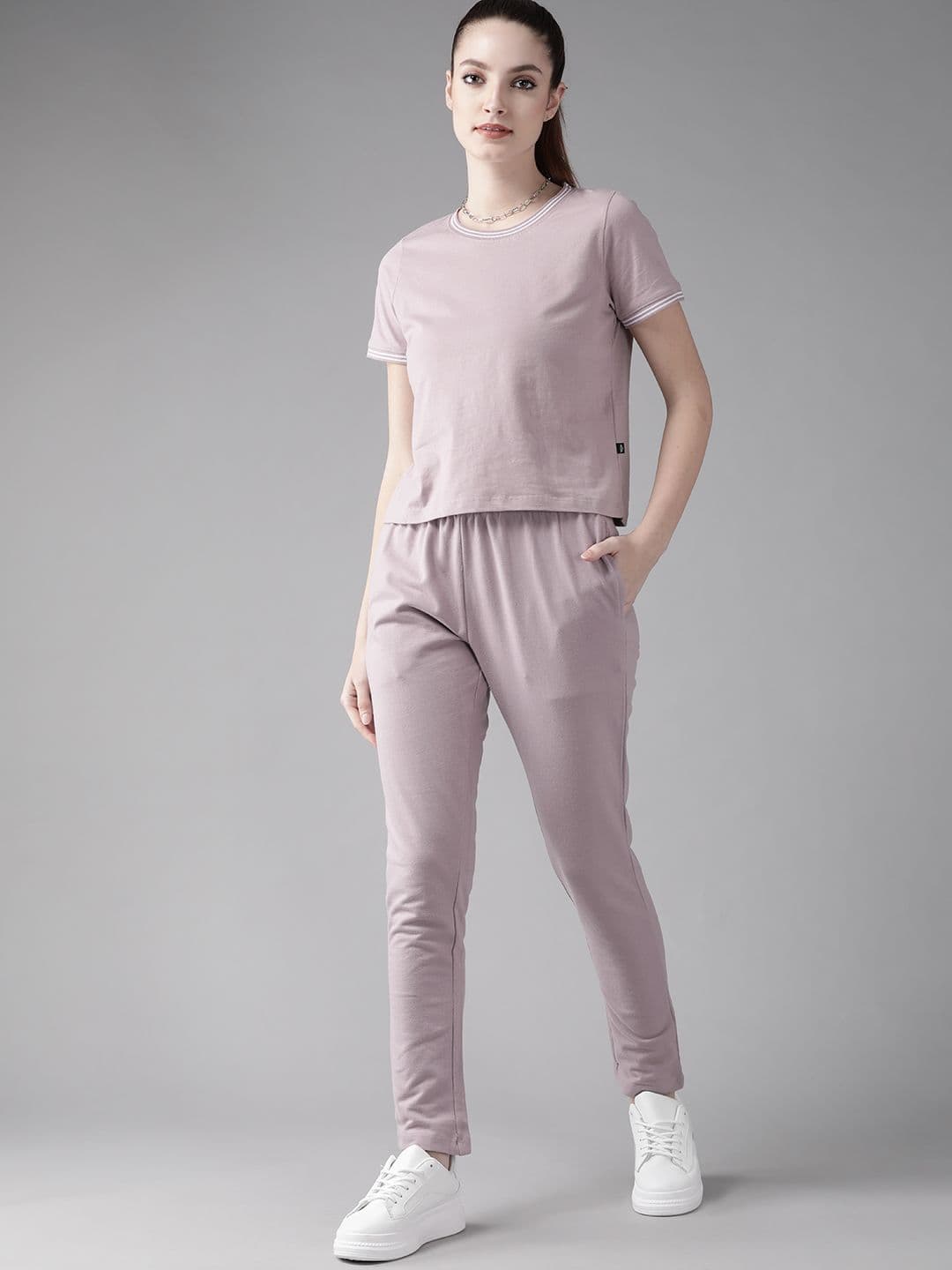 Roadster Women Mauve Solid Top with Pyjamas - view 1
