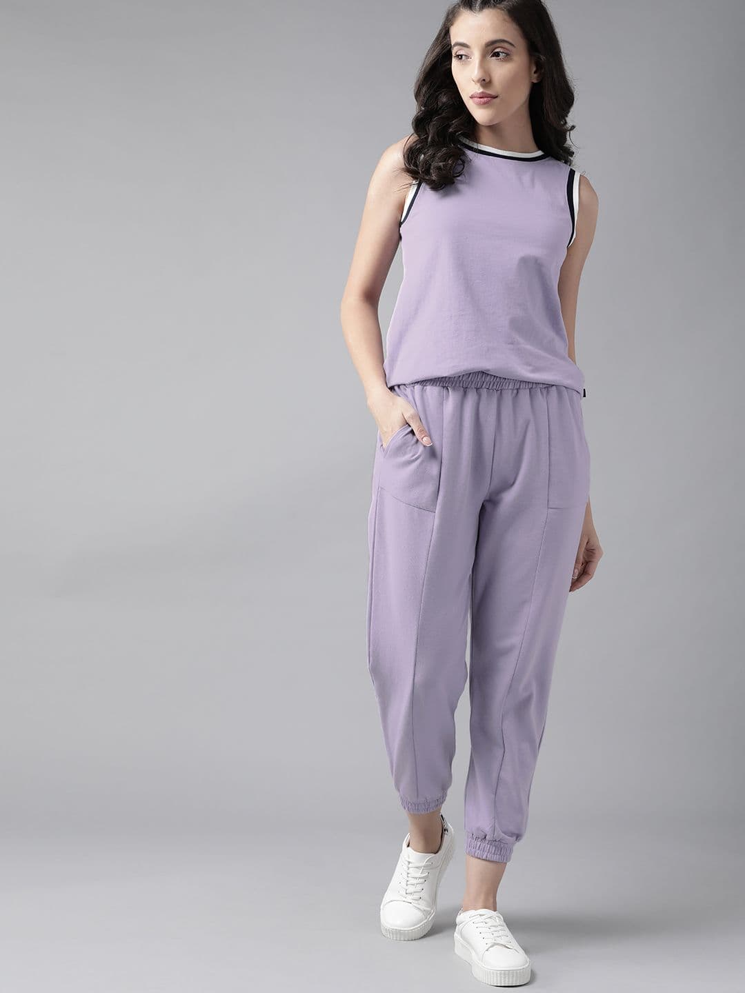 Roadster Women Lavender Solid Cotton Co-Ords Set - view 1
