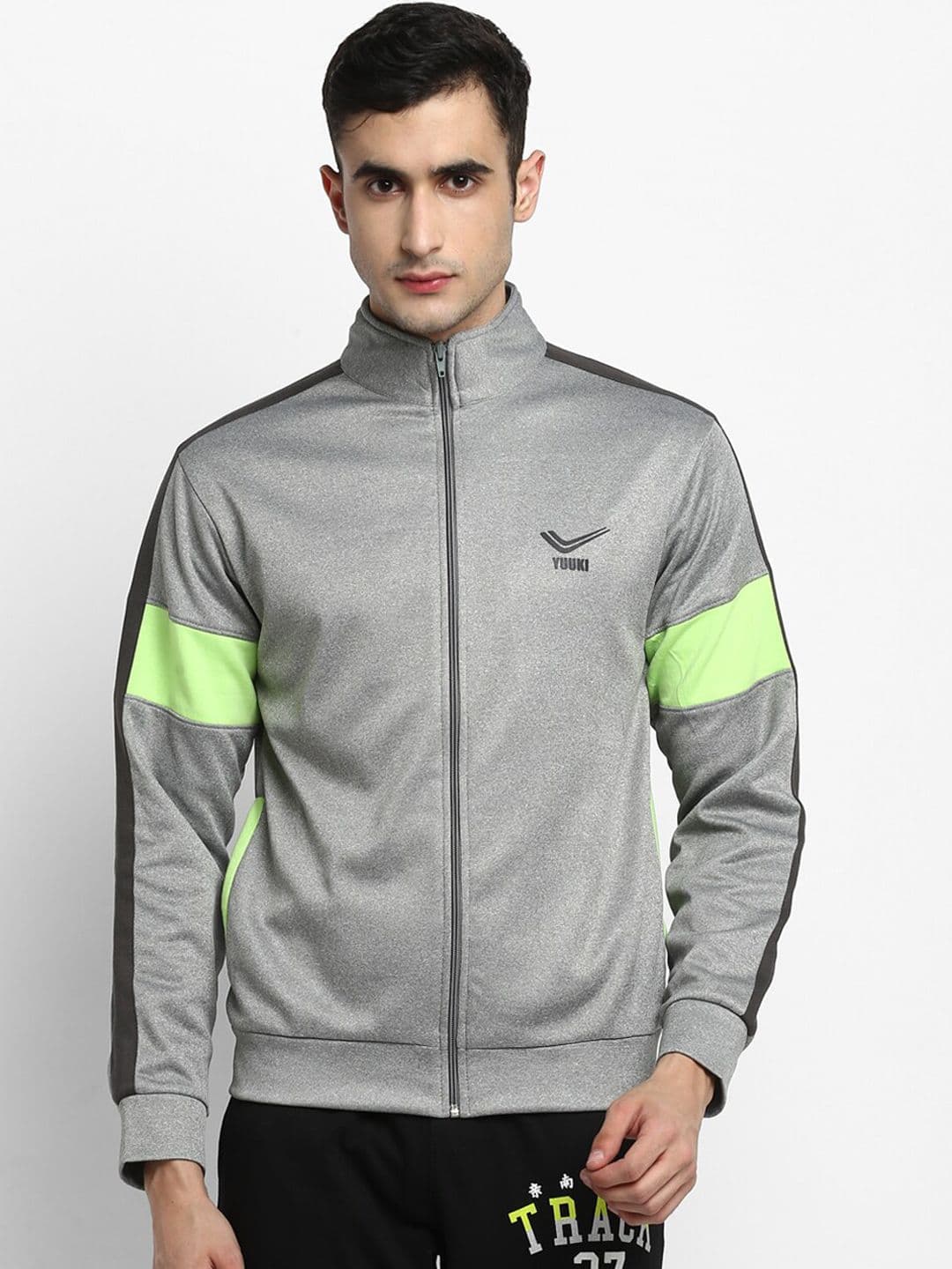 Yuuki Men Grey Melange Lightweight Sporty Jacket - view 1