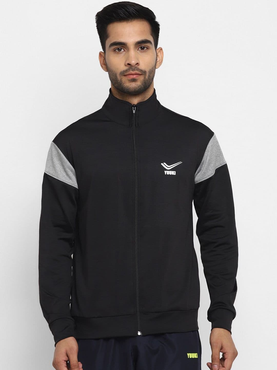 Yuuki Men Black and Grey Solid Lightweight Sporty Jacket - view 1