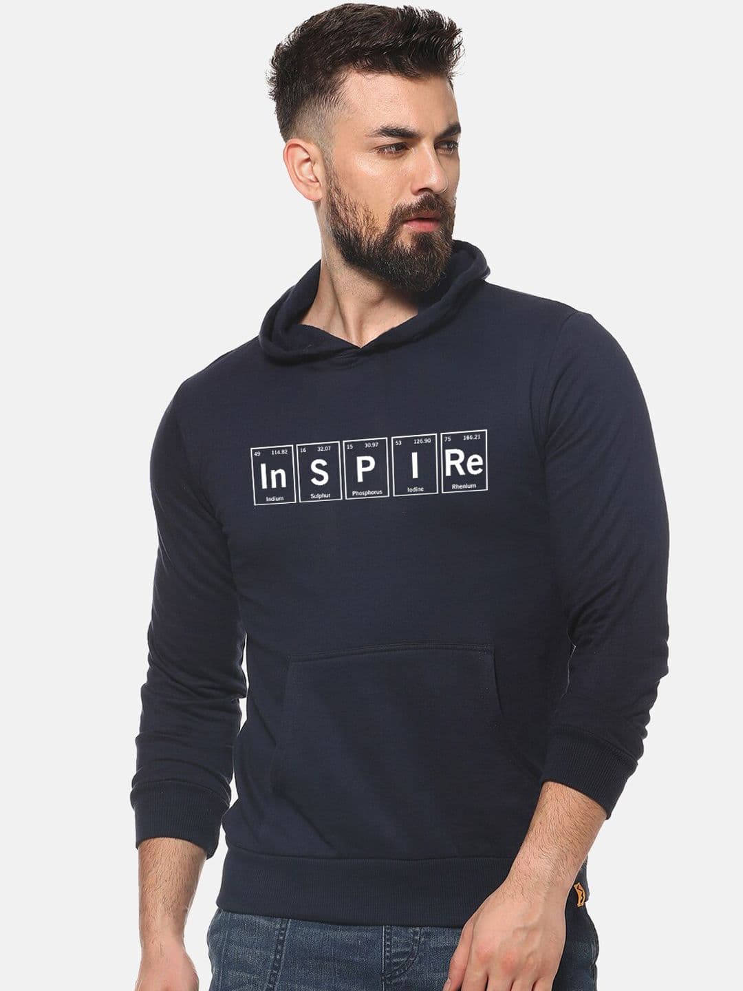 CAHOOT Men Navy Blue Printed Hooded Sweatshirt - view 1