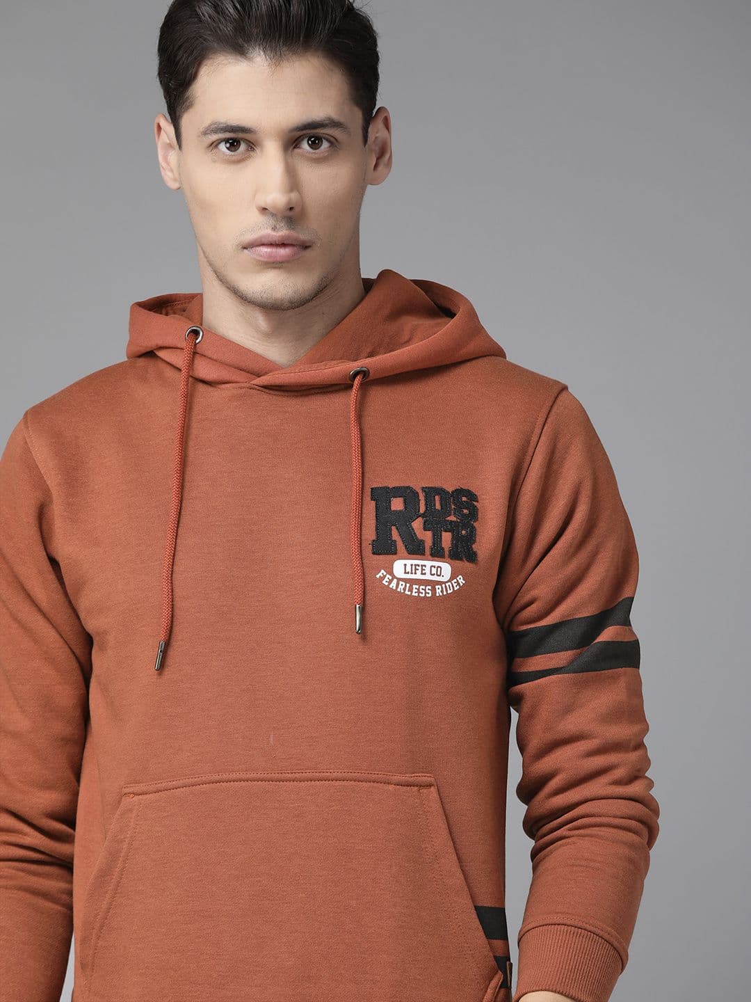 Roadster Men Rust Hooded Sweatshirt - view 1