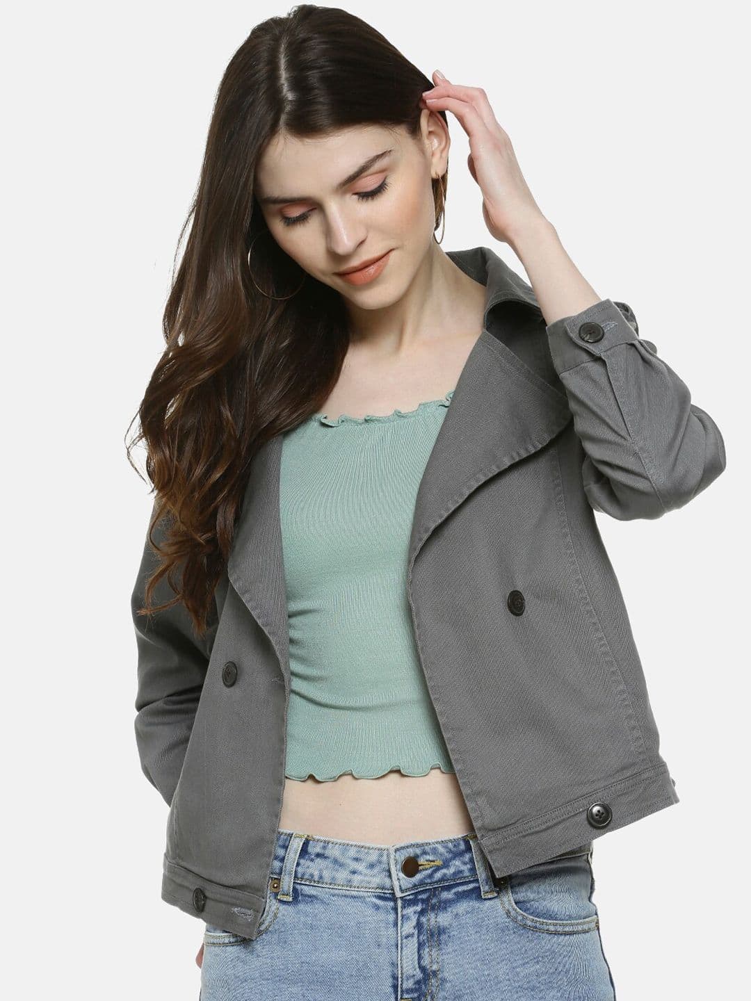 PINACOLADA Women Grey Windcheater Denim Jacket - view 1