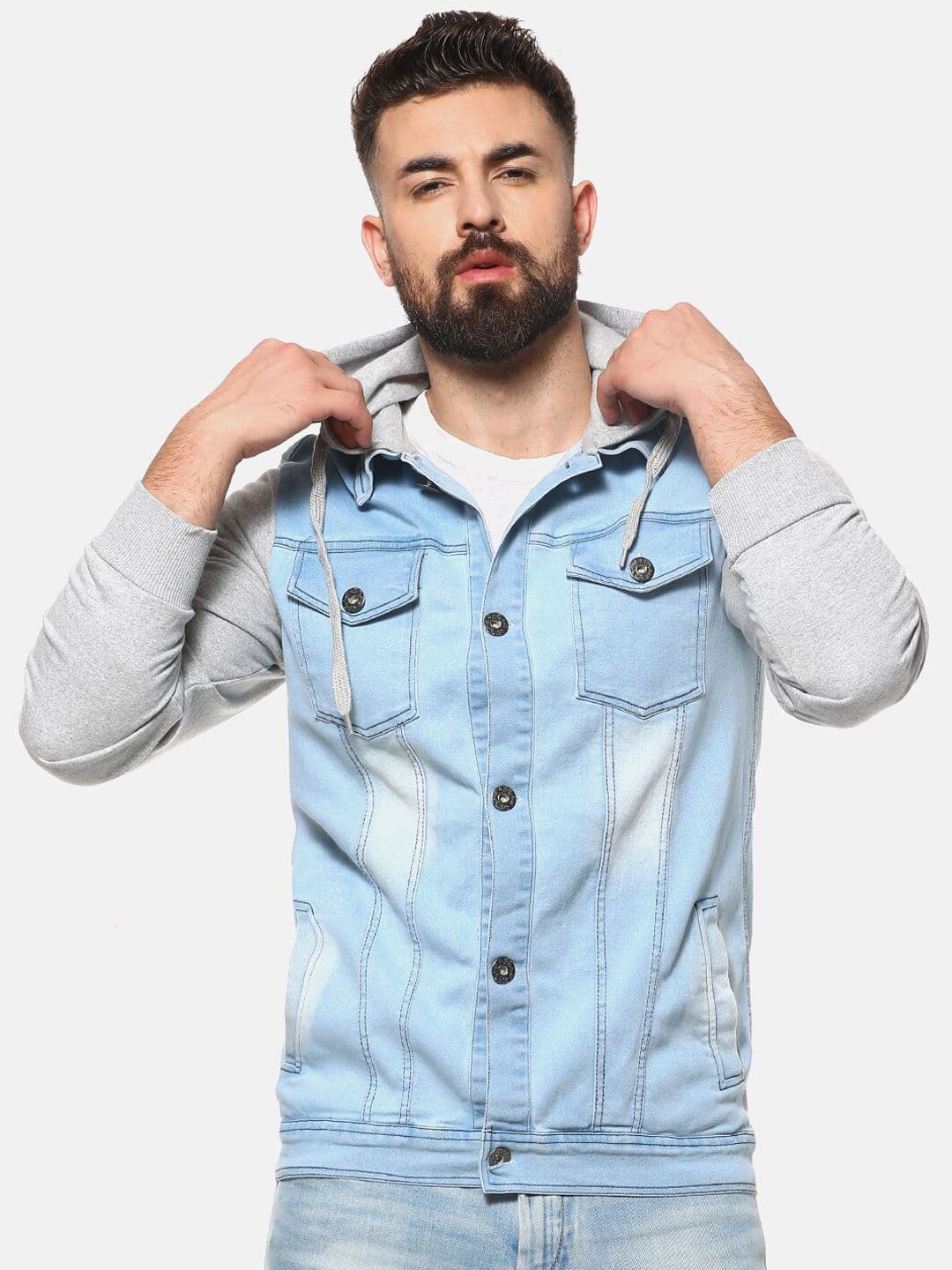 CAHOOT Men Blue Grey Washed Windcheater Denim Jacket - view 1
