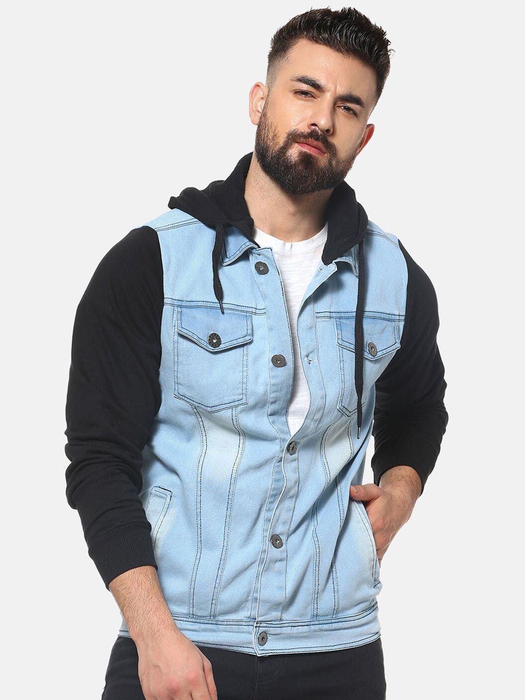 CAHOOT Men Blue Black Windcheater Denim Jacket - view 1
