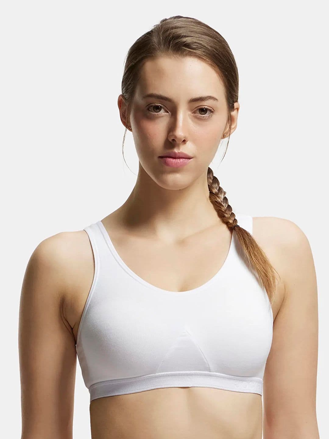 Jockey Wirefree Non Padded Combed Cotton Full Coverage Slip-On Active Bra-1376 - view 1