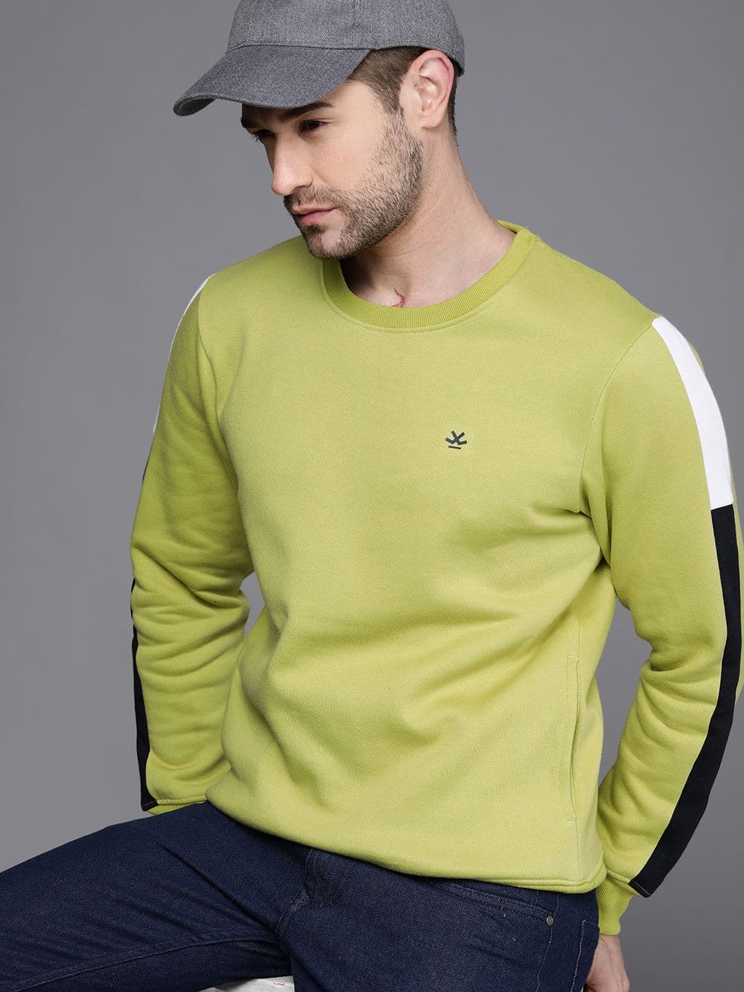 WROGN Men Green & Black Colourblocked Sweatshirt - view 1