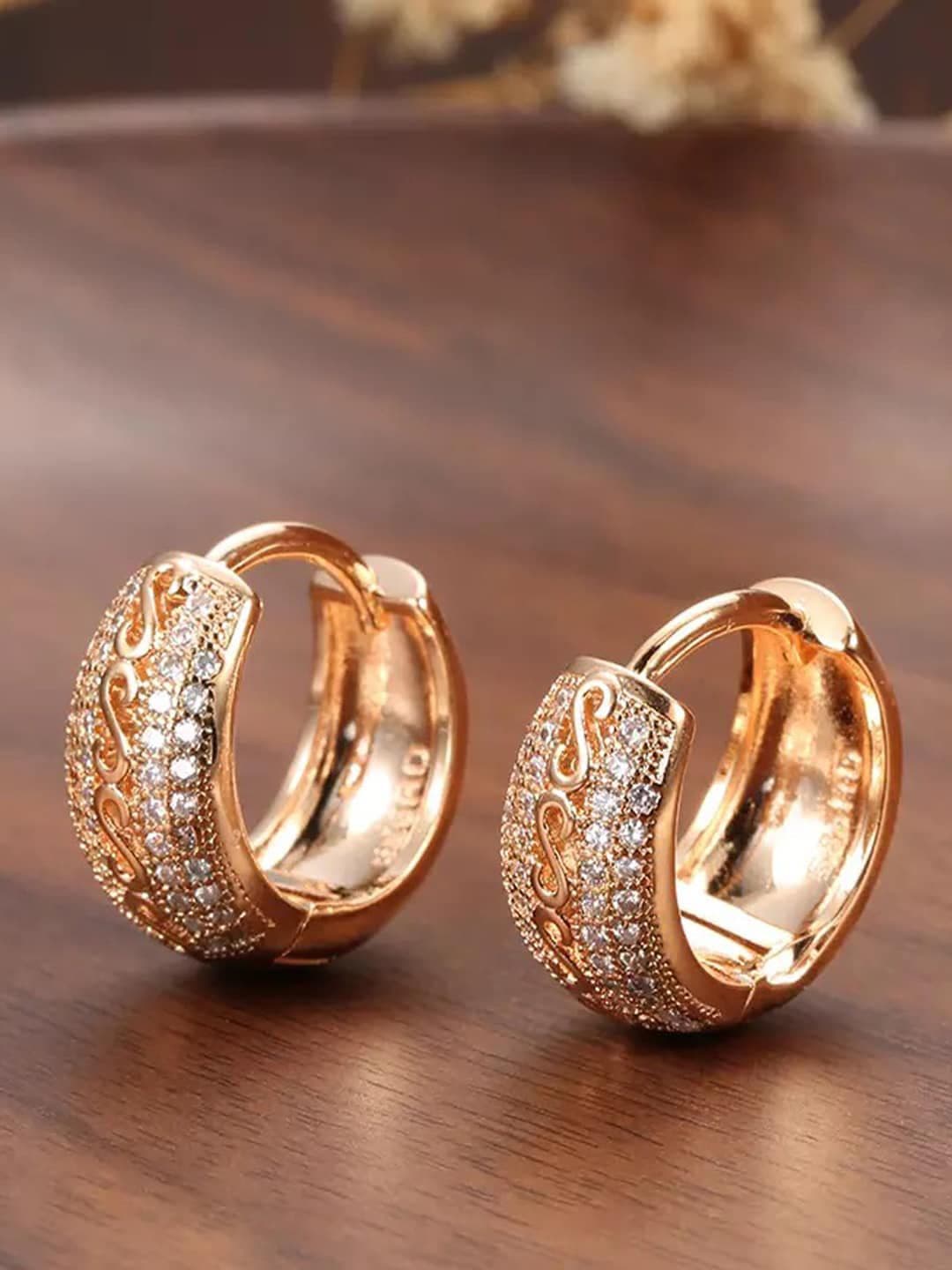 Shining Diva Fashion Rose Gold Contemporary Studs Earrings - view 1