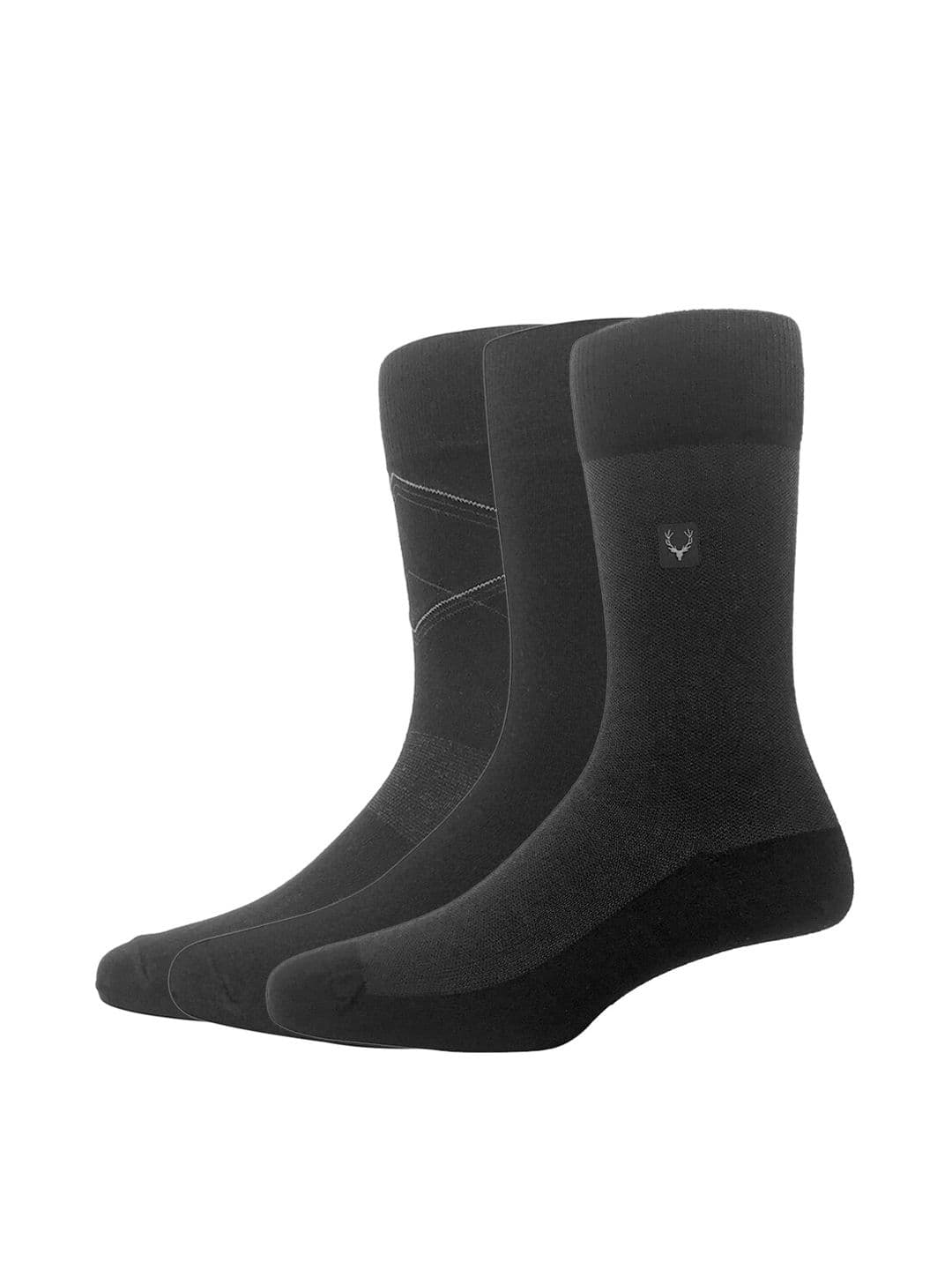 Allen Solly Men Pack Of 3 Black Solid Calf-Length Socks - view 1