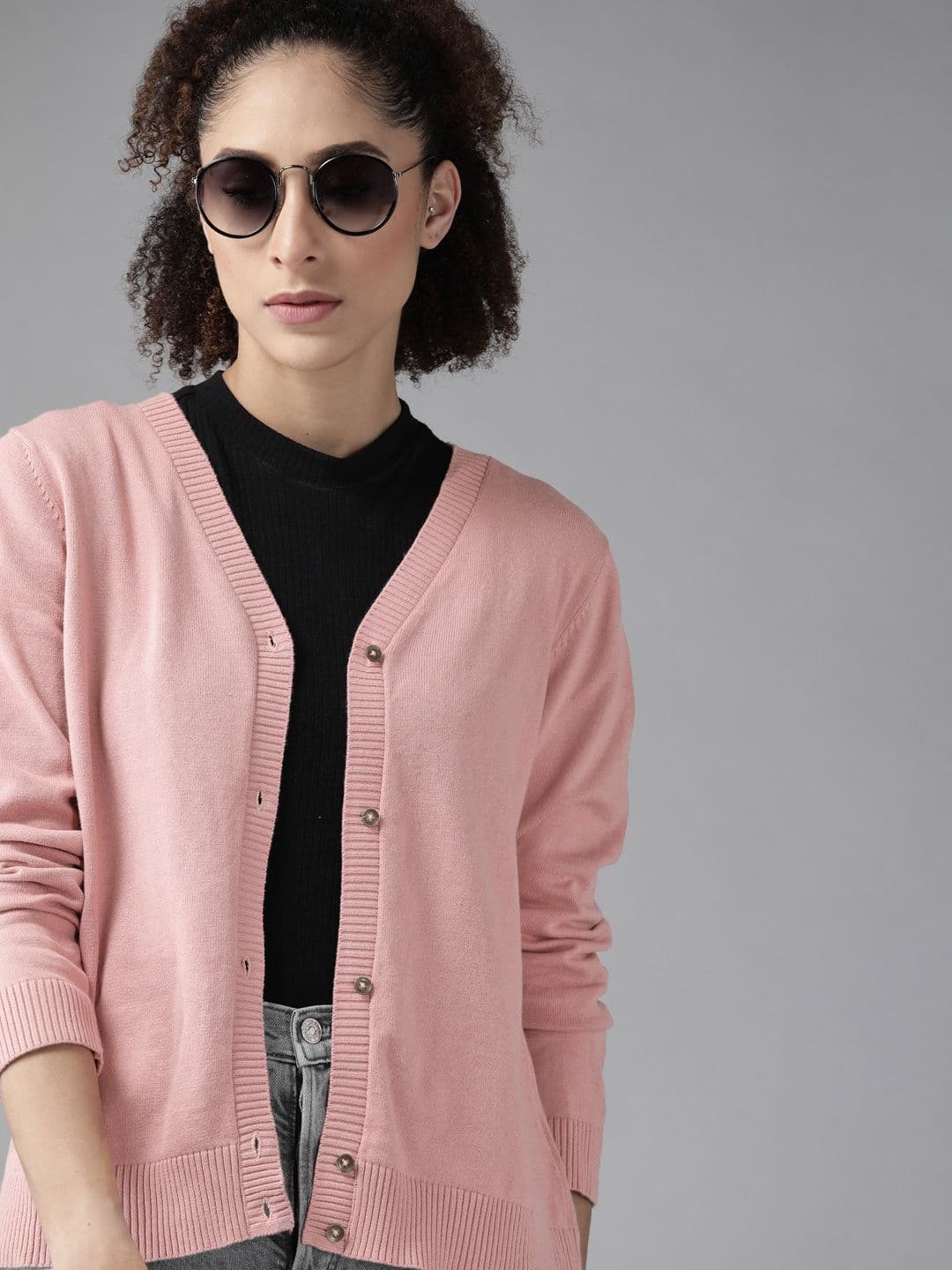 Roadster Women Pink Solid Cardigan - view 1