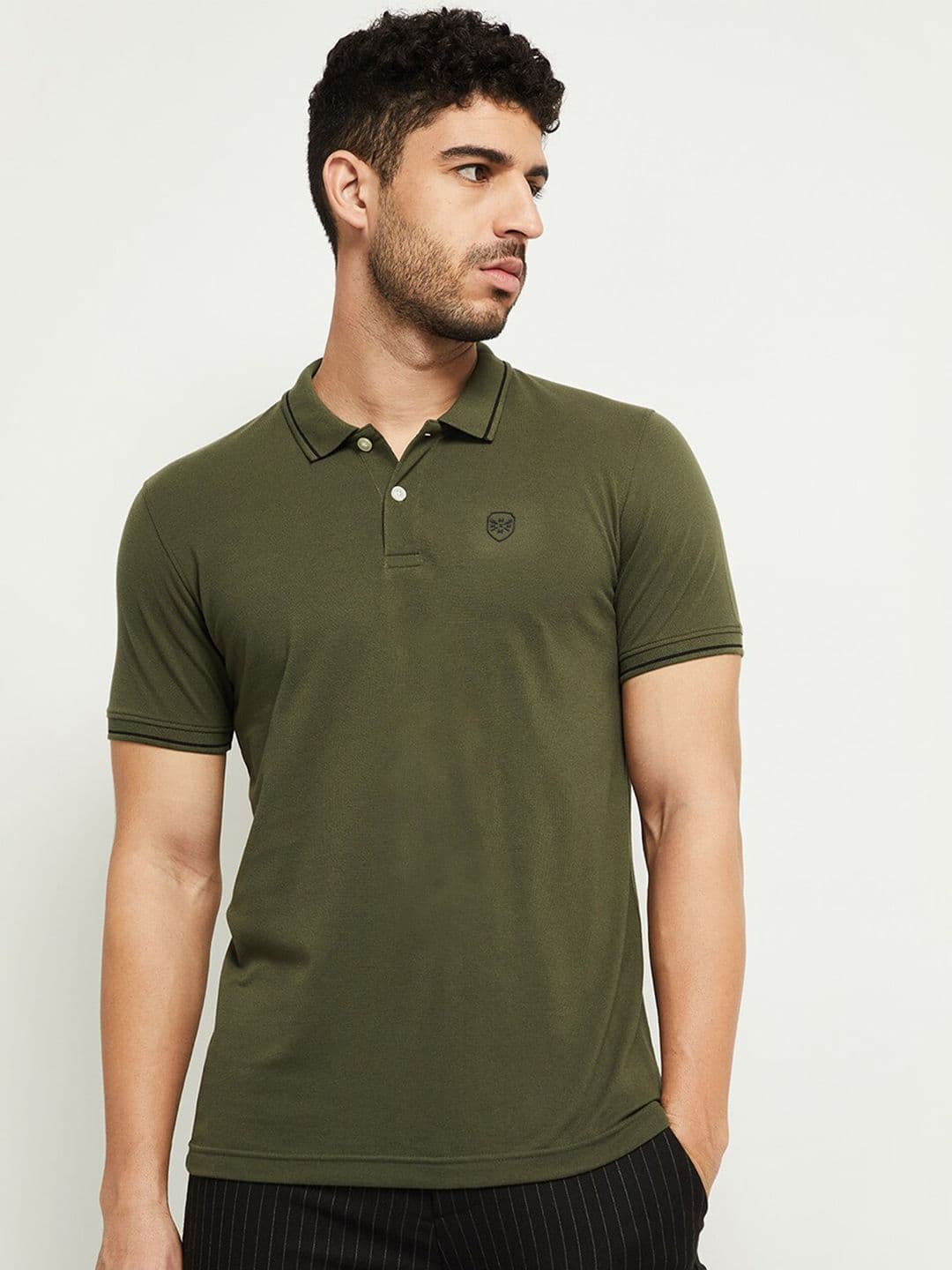 max Men Green Polo Collar T-shirt - view 1
