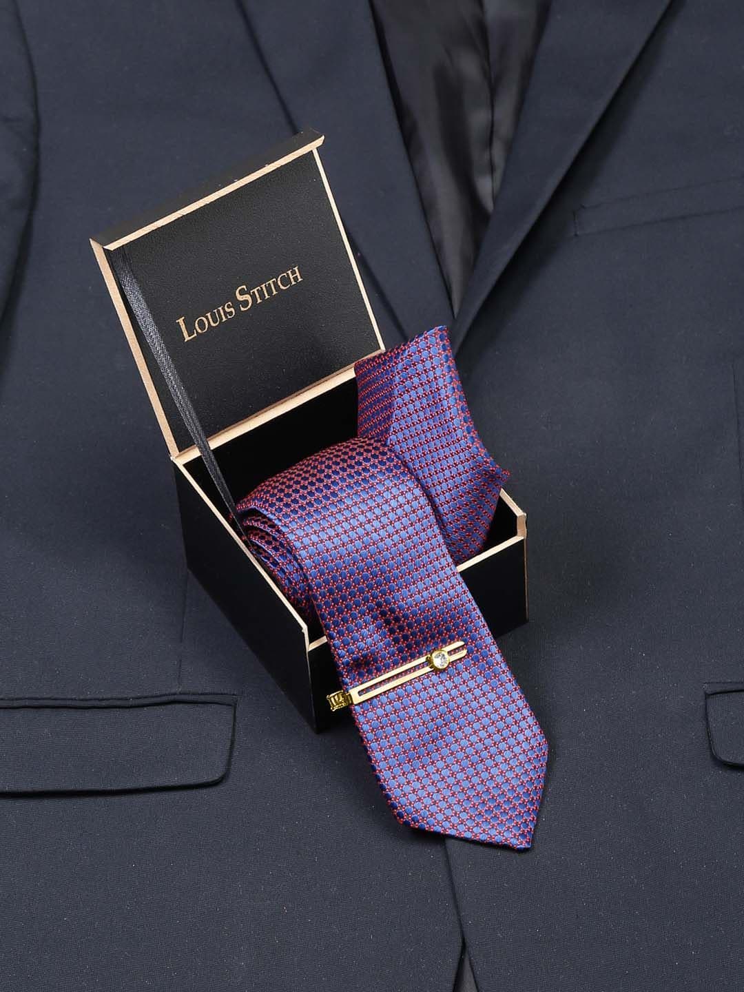 LOUIS STITCH Men Italian Silk Necktie Accessory Gift Set - view 1