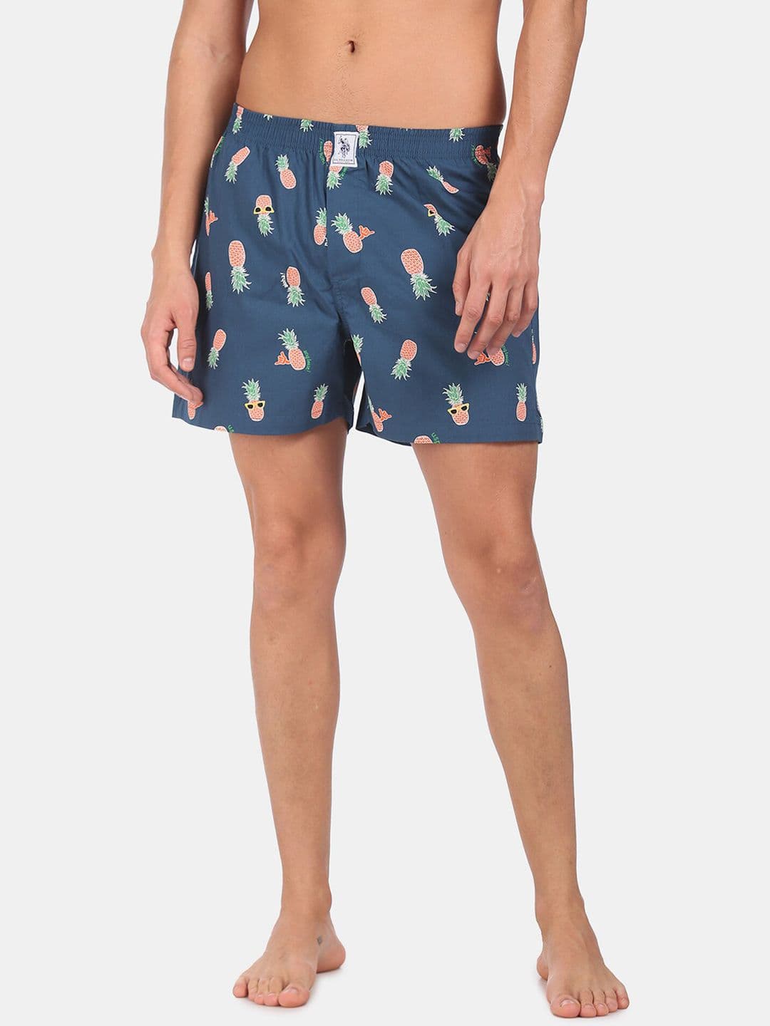 U.S. Polo Assn. Men Blue Printed Pure Cotton Boxers IYAC-AAJ-PR - view 1