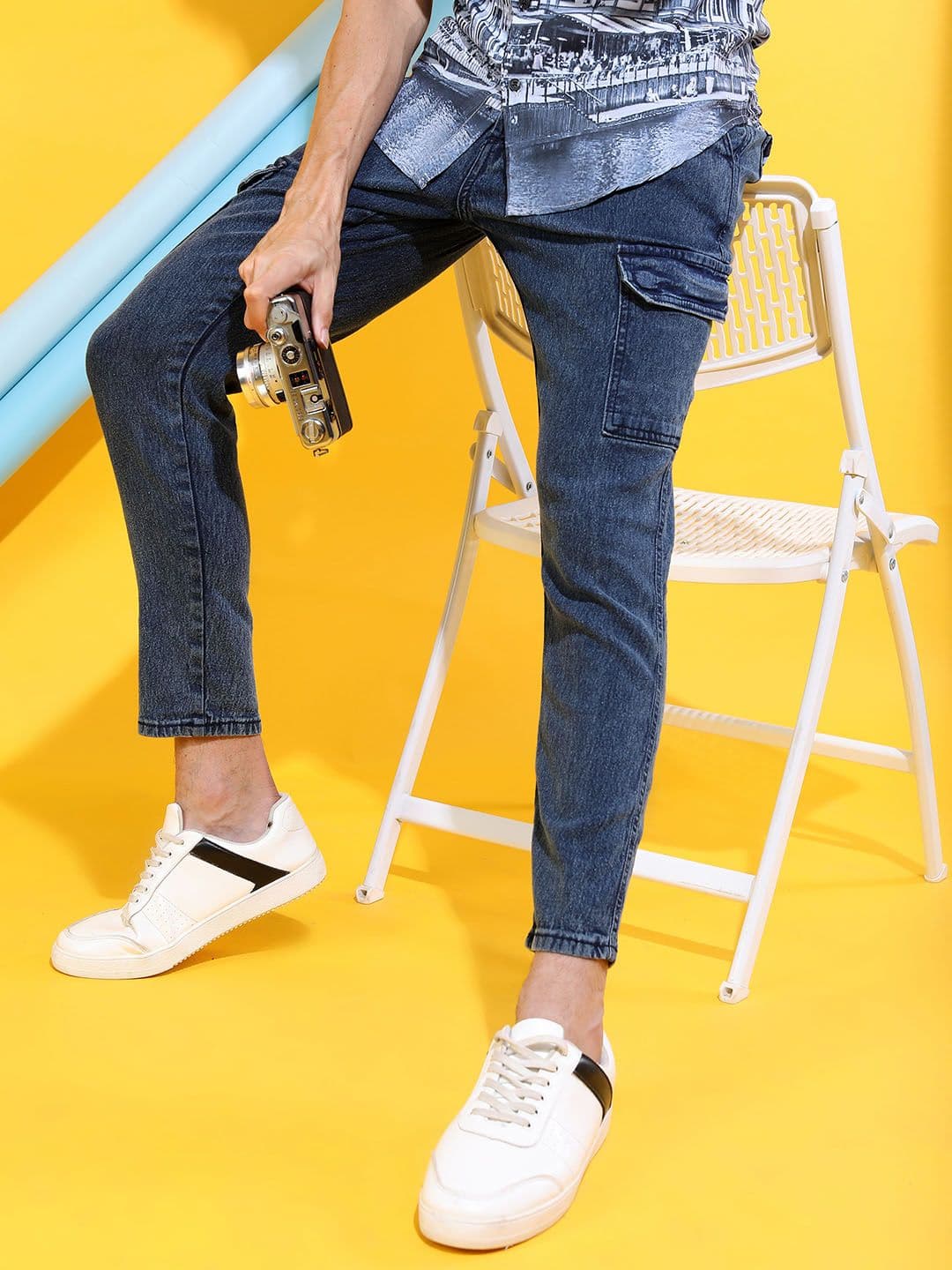 HIGHLANDER Men Slim Fit Light Fade Cargo Pocket Jeans - view 1