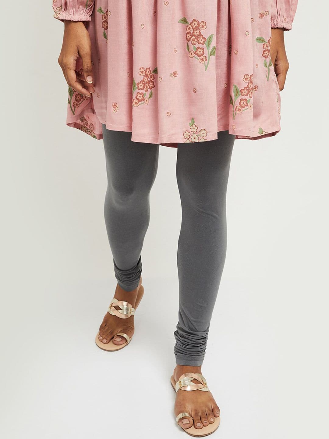 max Women Grey Solid Churidar-Length Leggings - view 1