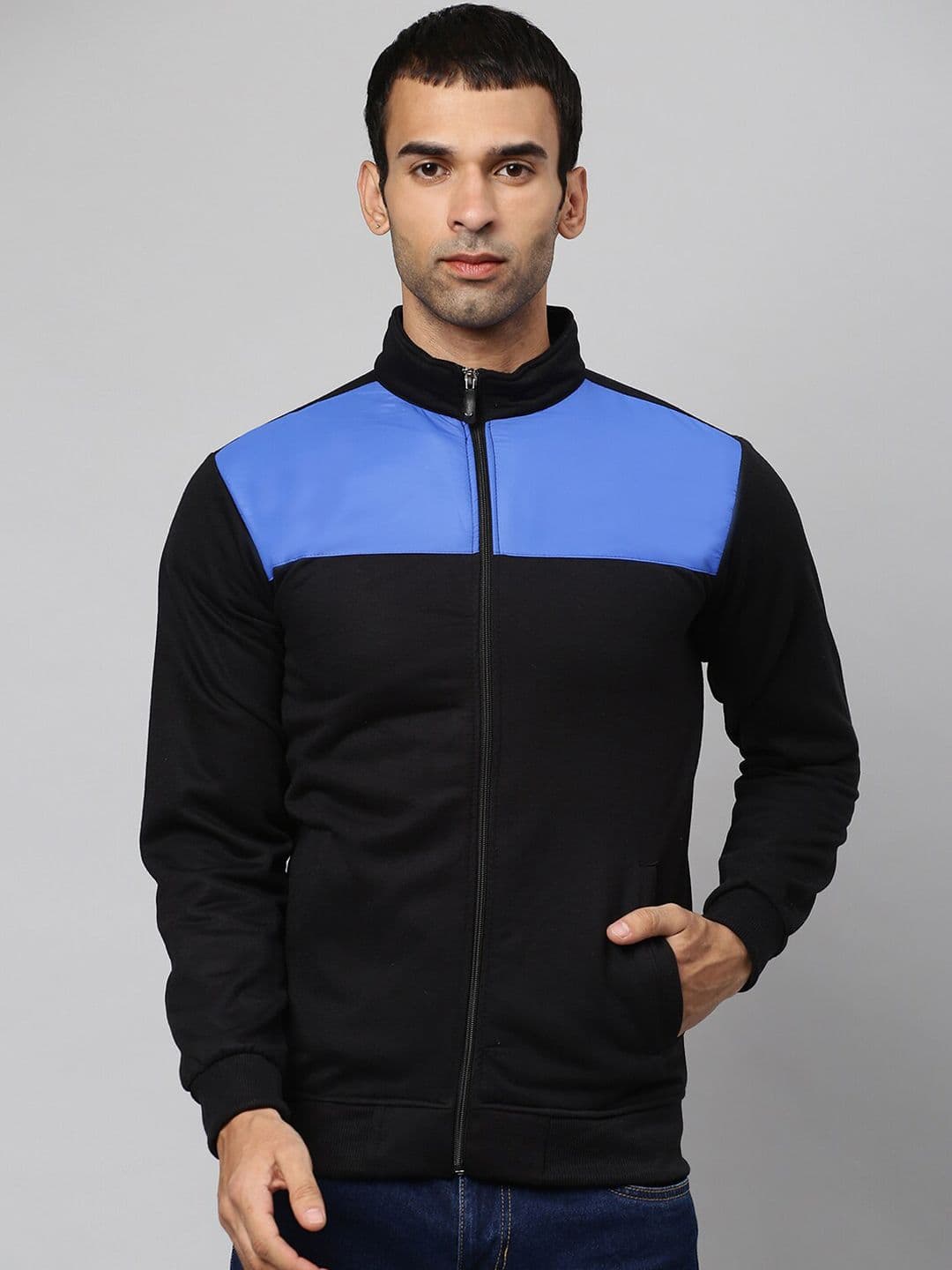CAHOOT Men Black Cotton Colourblocked Windcheater Bomber Jacket - view 1