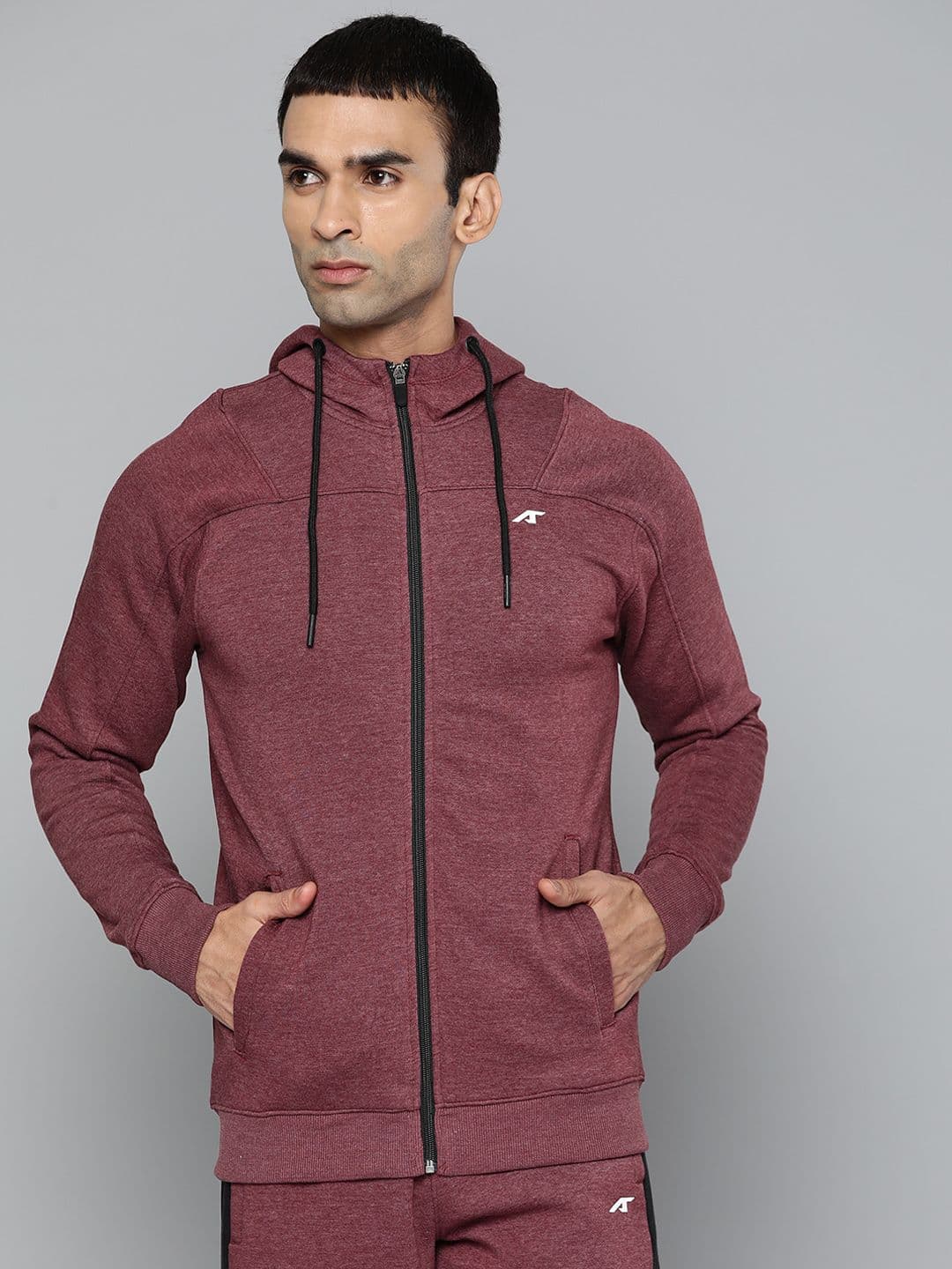 Alcis Men Maroon Cotton Hooded Sweatshirt - view 1