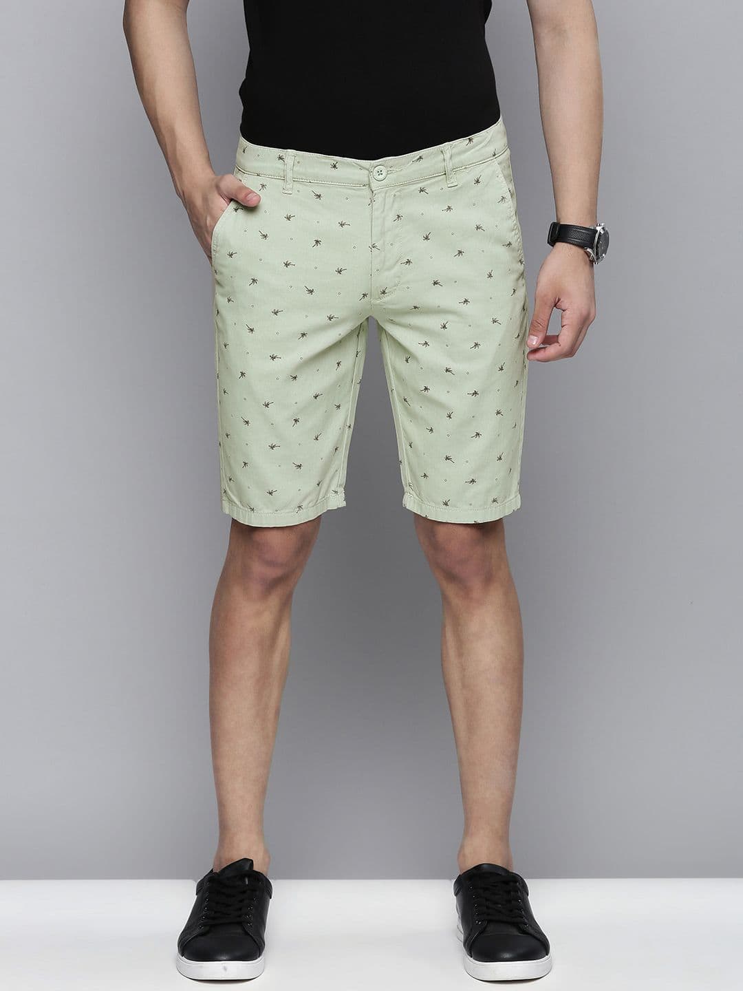 The Indian Garage Co Men Pure Cotton Printed Slim Fit Regular Shorts - view 1
