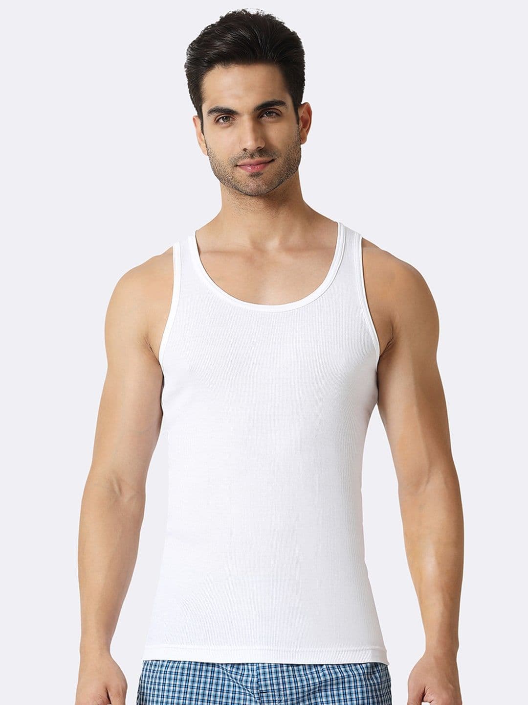 Van Heusen Innerwear Van Heusen Men Ribbed Cotton Vest Regular Fit Sleeveless Anti-Bacterial Breathable - view 1