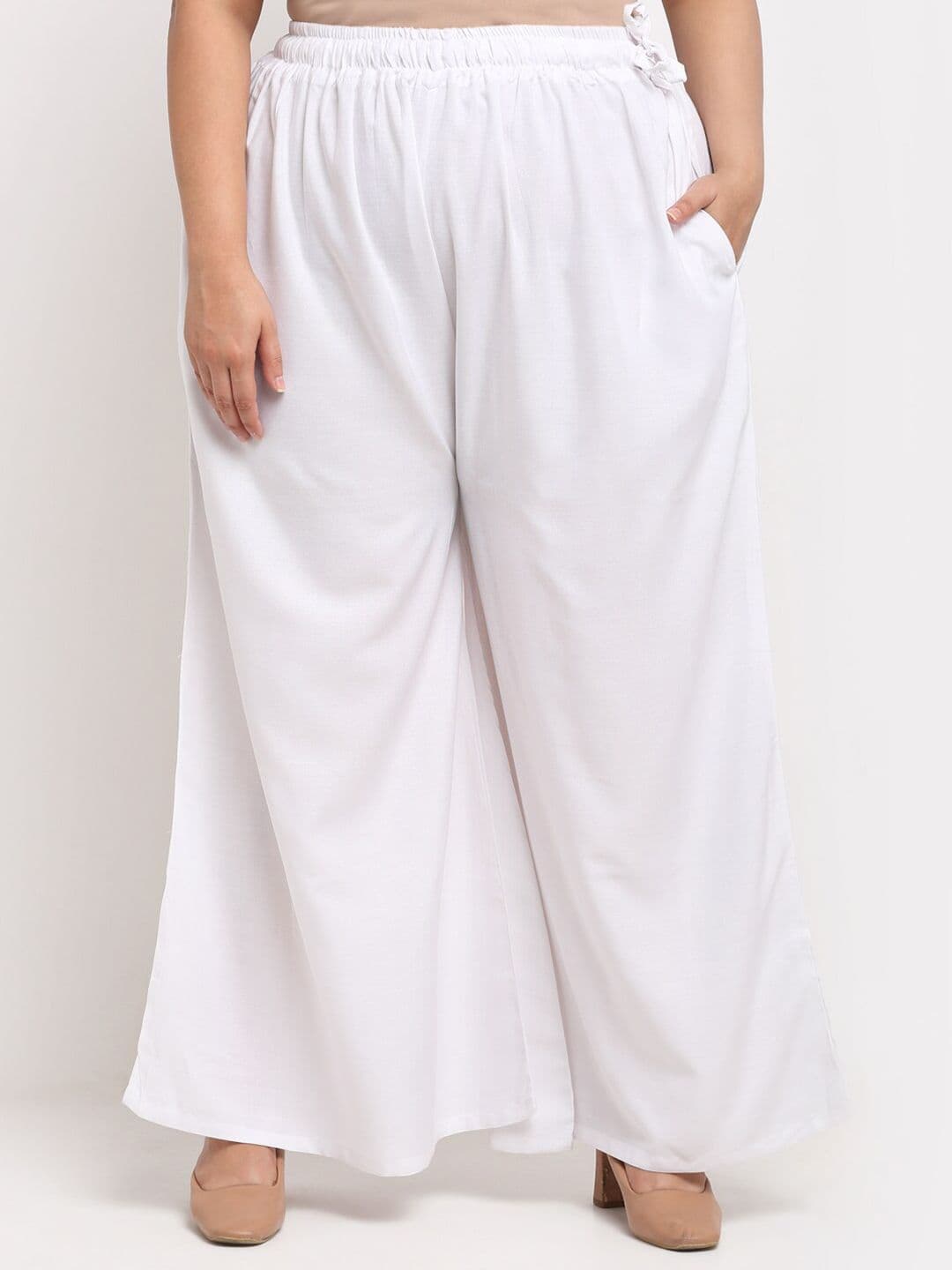 TAG 7 PLUS Women White Flared Ethnic Palazzos - view 1