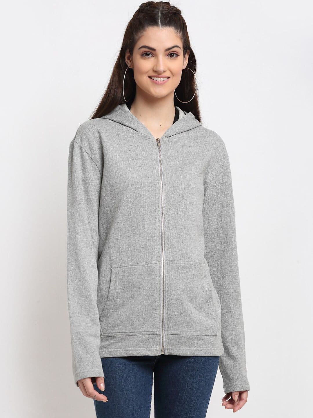 DOOR74 Women Grey Melange Tailored Cotton Jacket - view 1