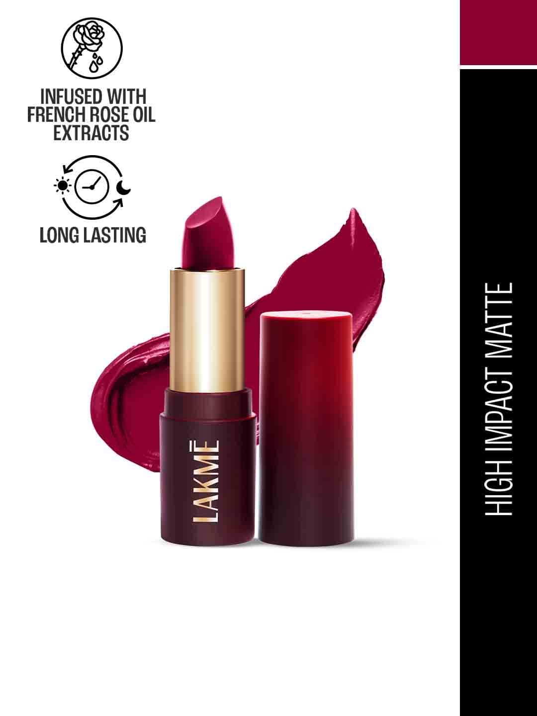 Lakme Forever Matte Long Lasting Lipstick With French Rose Oil Ext 4.5g - Red Aurora CR8 - view 1