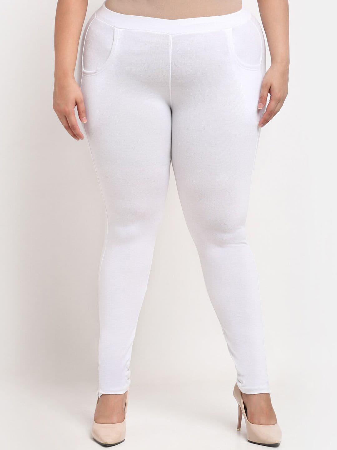 TAG 7 PLUS Women White Solid Ankle-Length Leggings - view 1