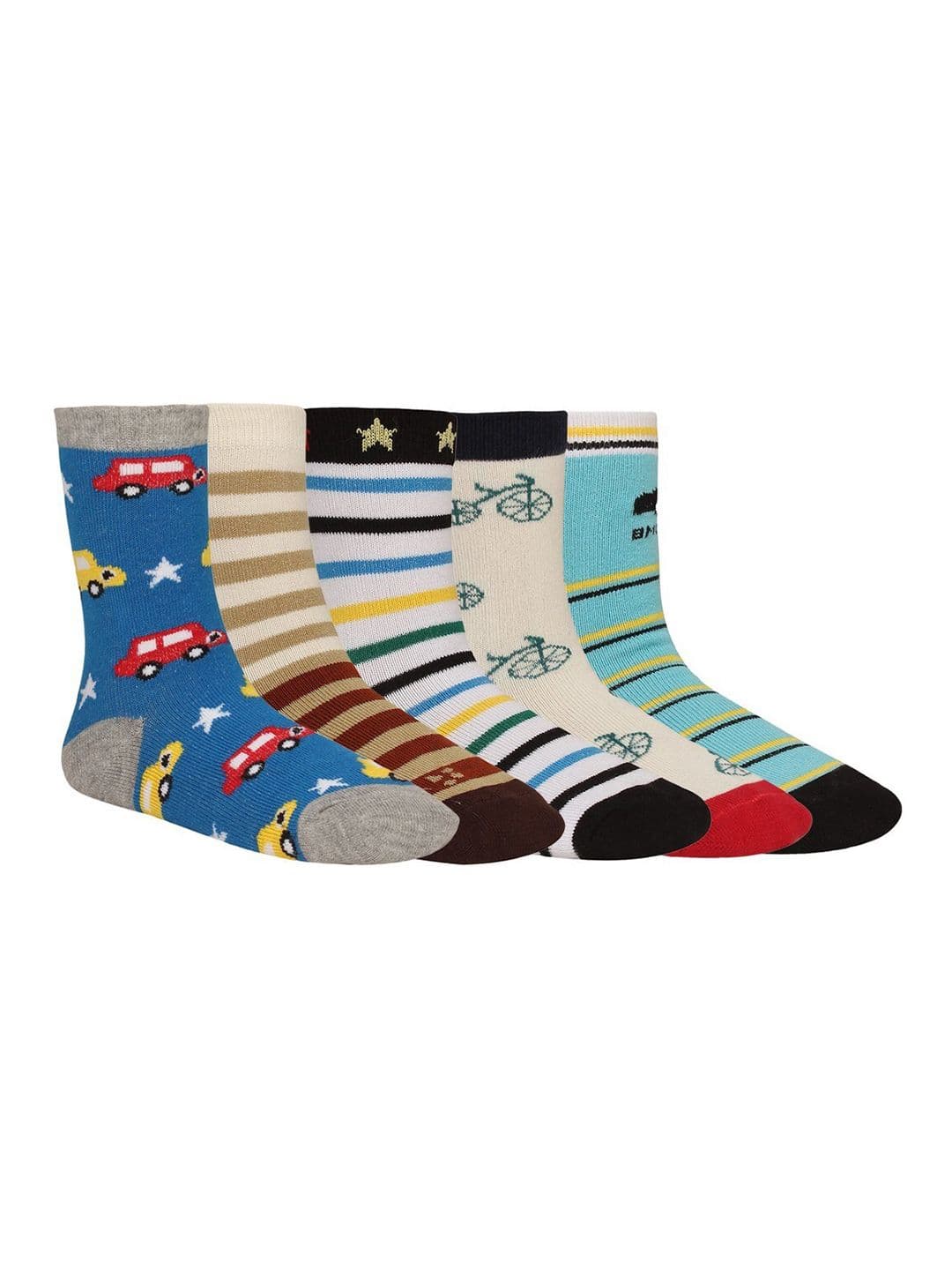 Creature Unisex Kids Pack of 5 Printed Multicolored Cotton Socks - view 1