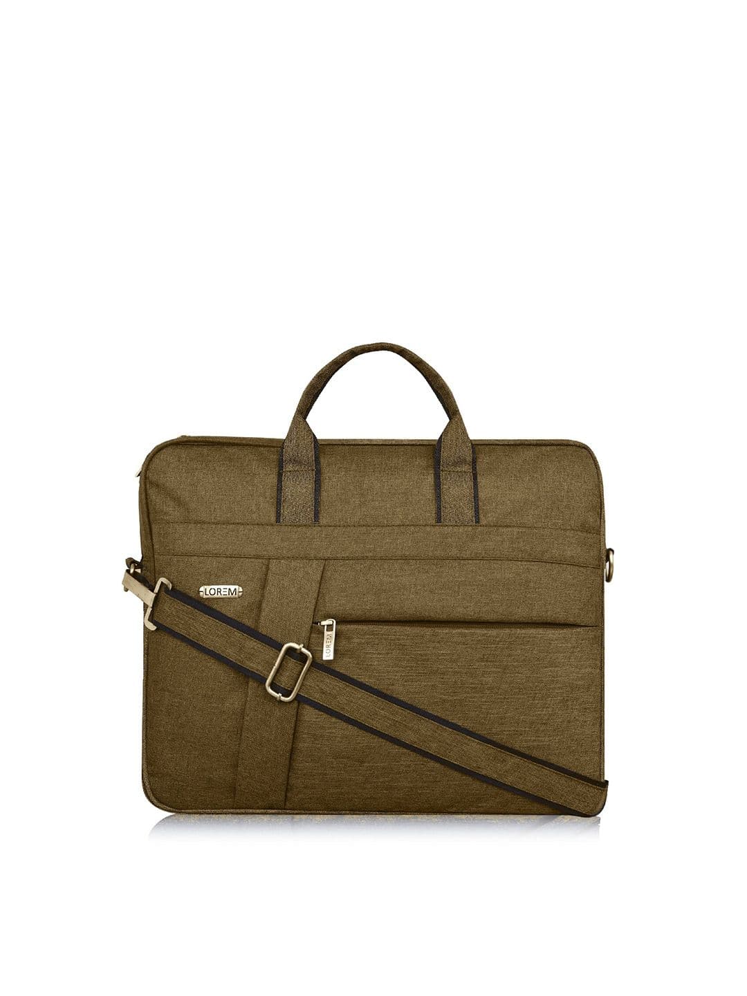 LOREM Unisex Khaki Textured Laptop Bag - view 1