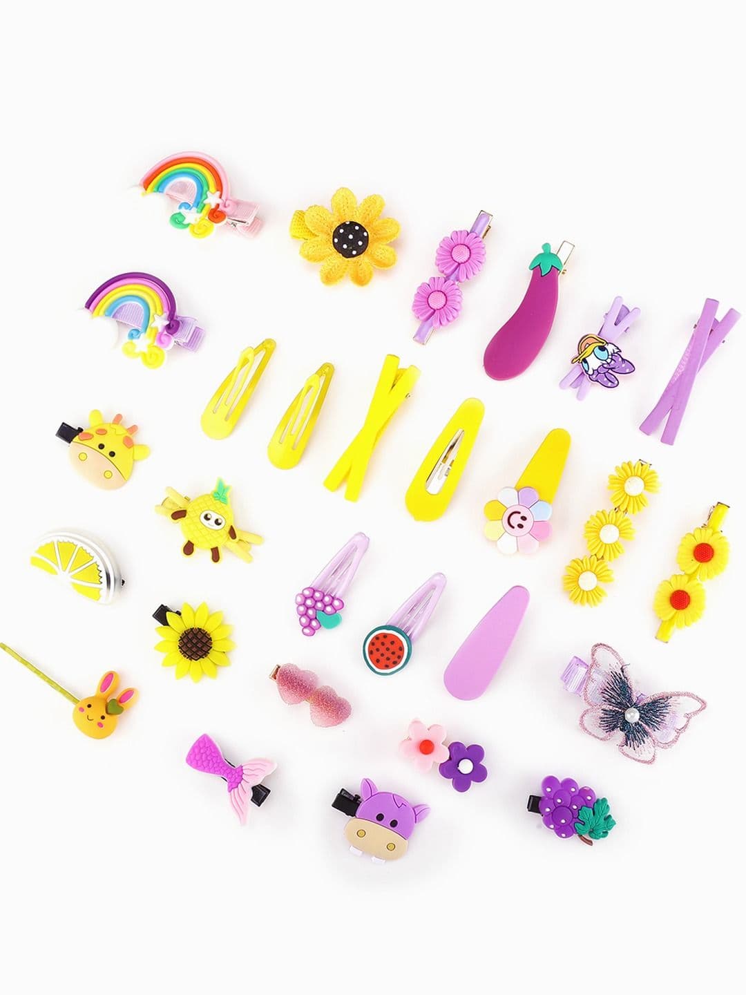 Yellow Chimes Set of 28 Girls Multicoloured Embellished Tic Tac Hair Clips - view 1