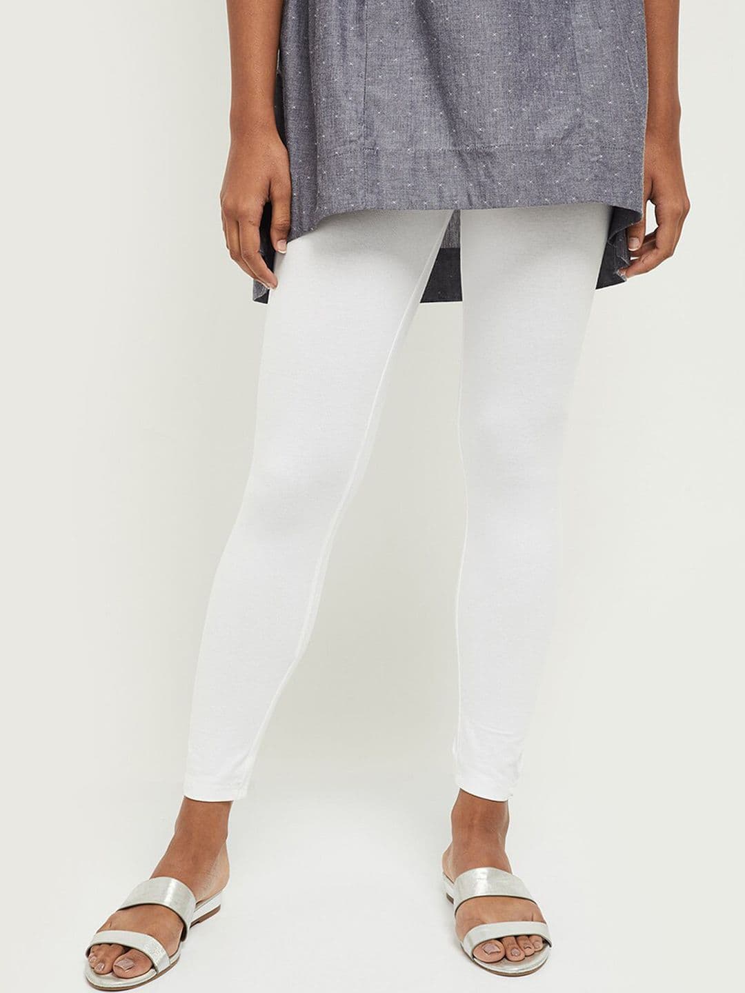 max Women White Solid Ankle-Length Leggings - view 1