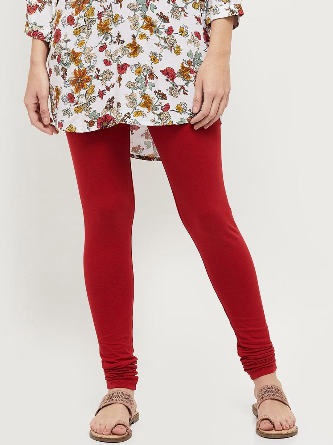max Women Red Solid Leggings - view 1