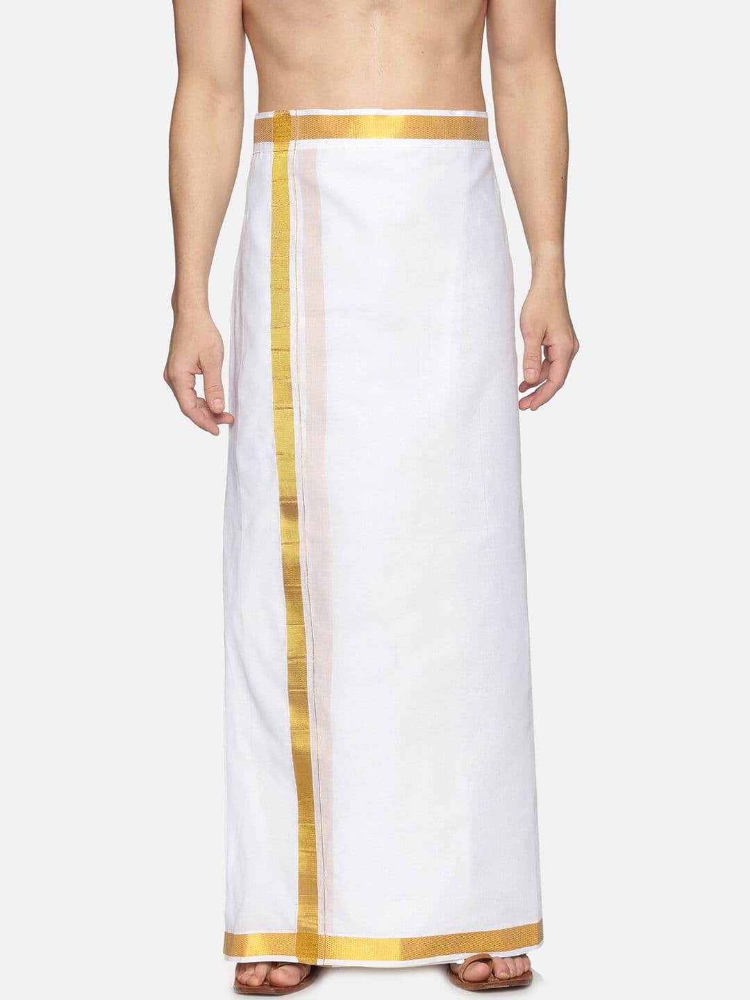 Sethukrishna Men White Solid Readymade Dhoti - view 1