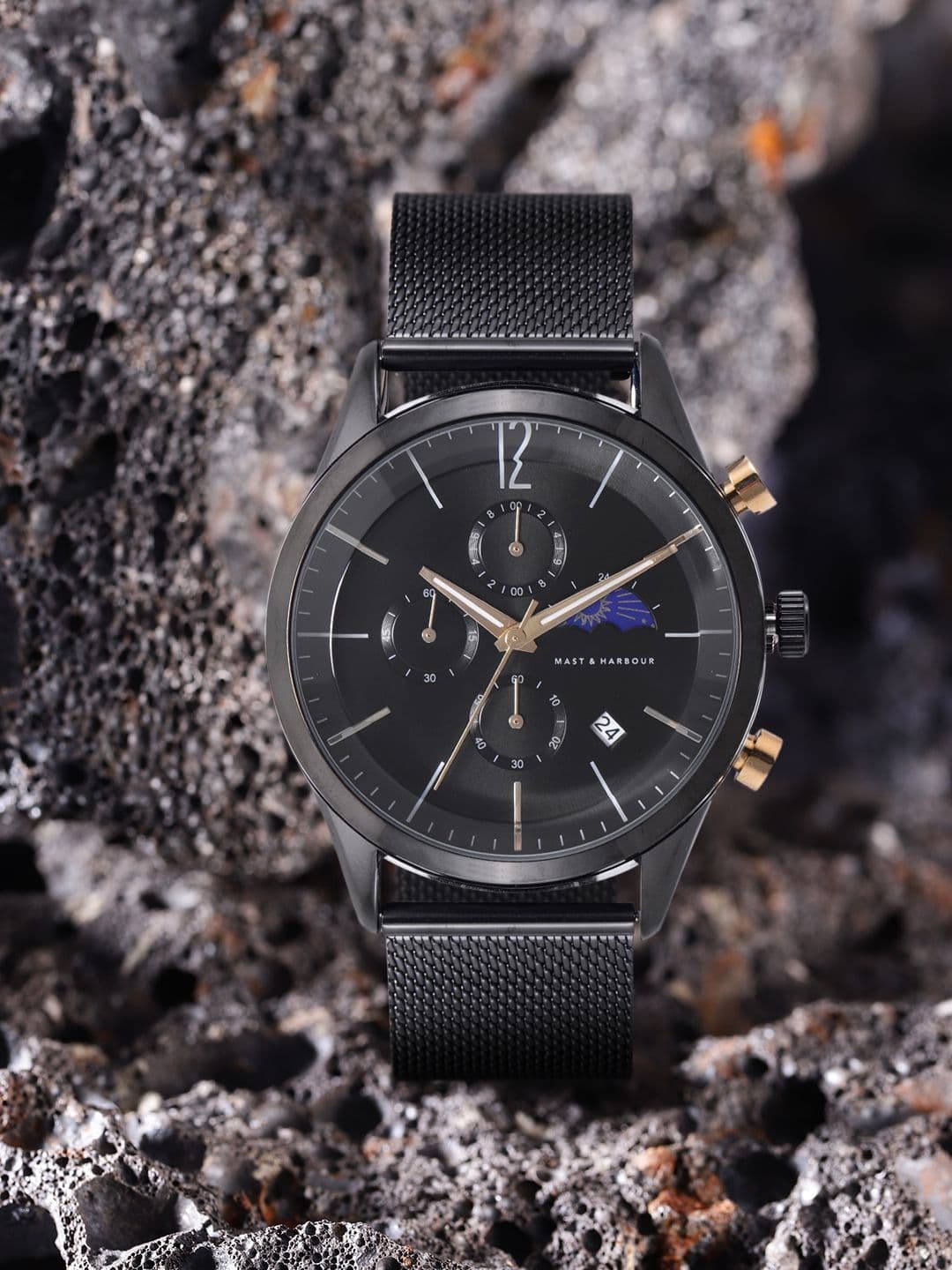 Mast & Harbour Unisex Black Dial & Bracelet Style Straps Analogue Watch MFB-PN-DK2865 - view 1