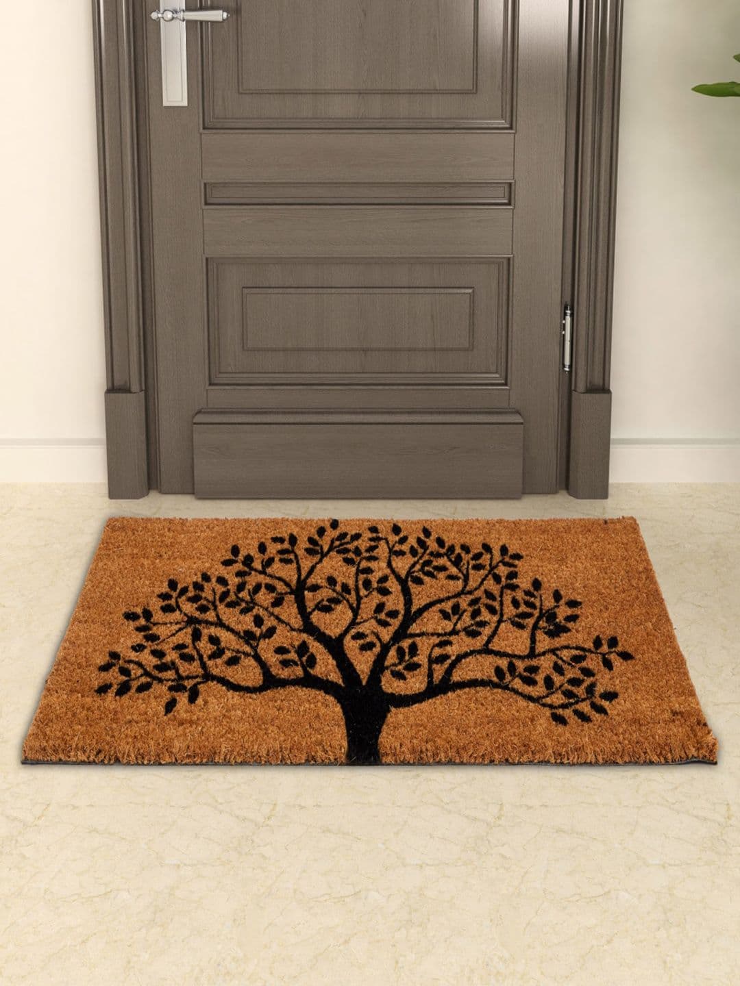 Home Centre Brown Textured Rectangular Anti-Skid Doormat - view 1