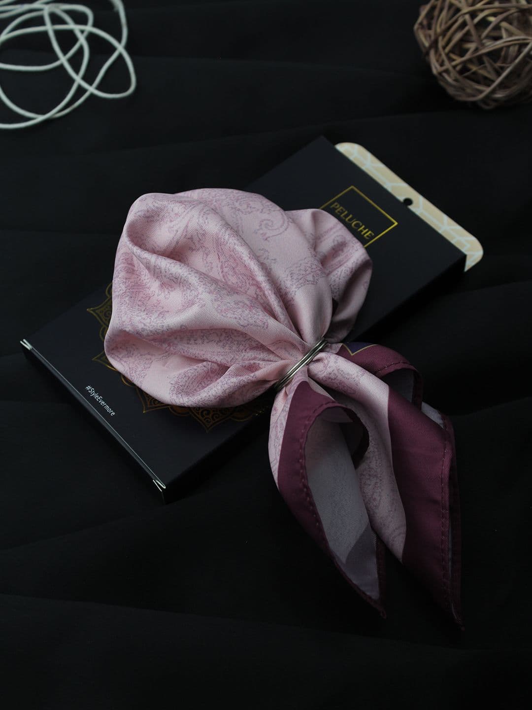 Peluche Men Pink Silk Flawless Paisley Pocket Square - view 1