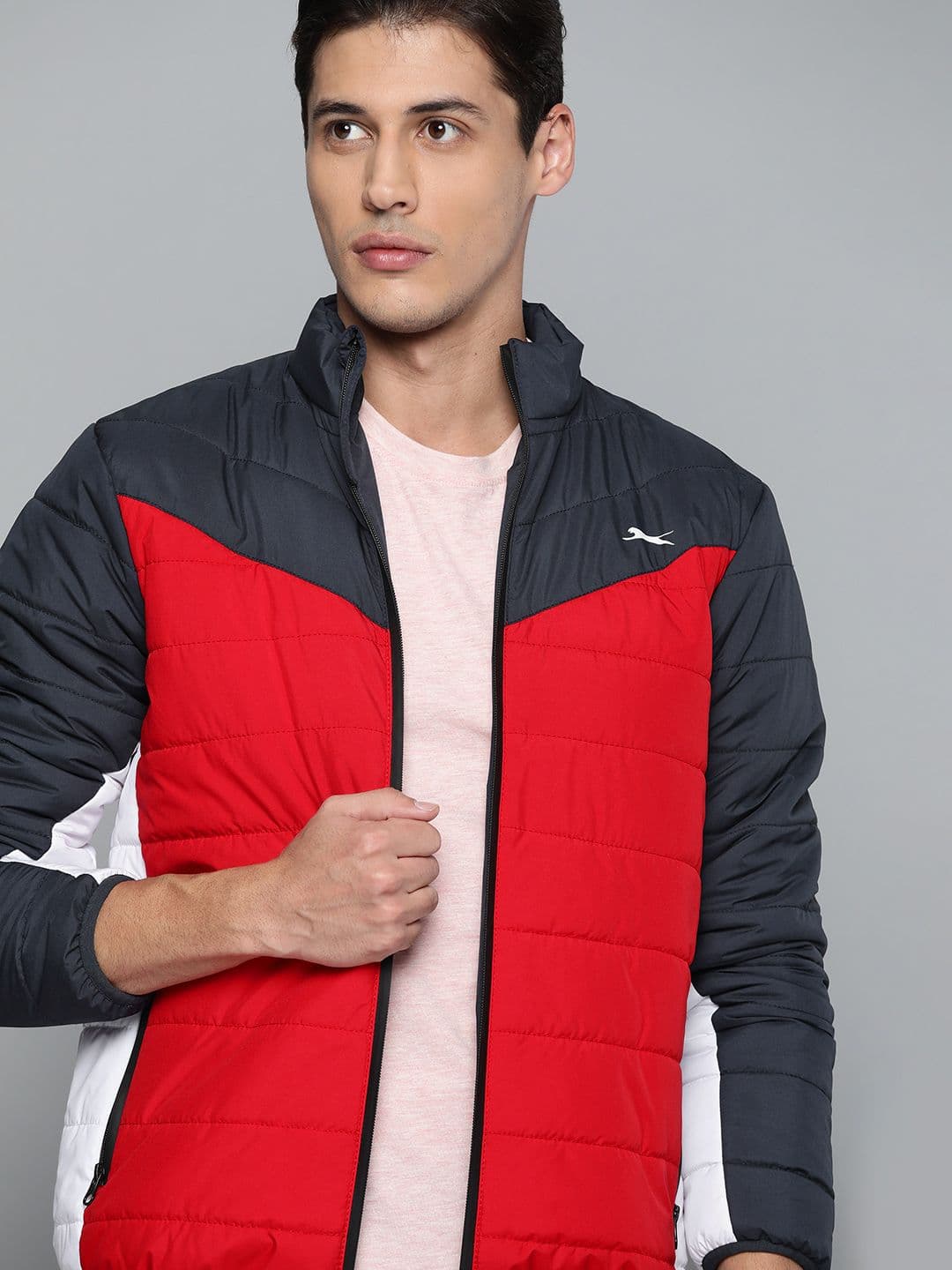 Slazenger Men Red & Navy Blue Colourblocked Sporty Jacket - view 1