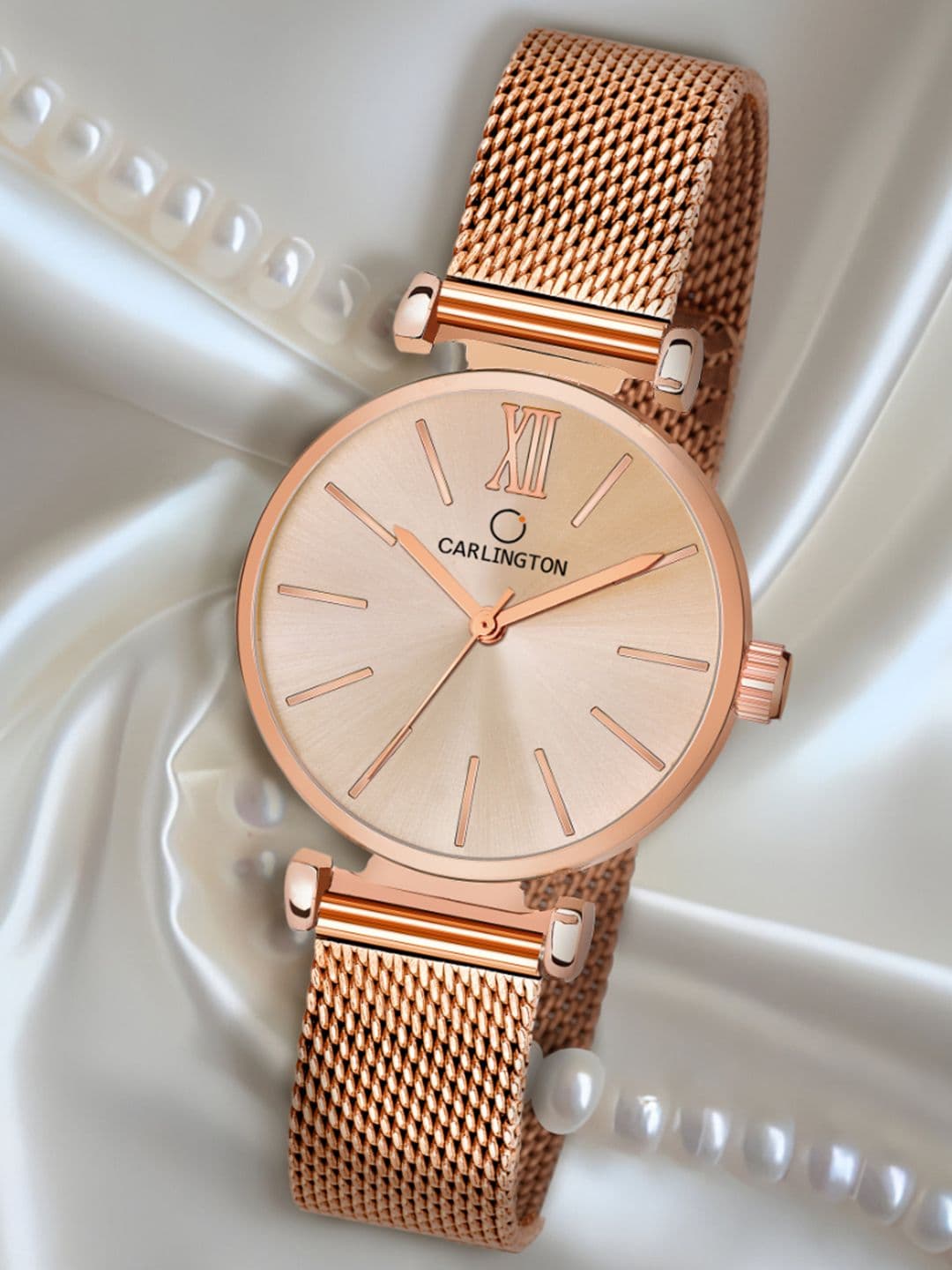 CARLINGTON Women Rose Gold-Toned Stainless Steel Bracelet Straps Analogue Watch CT2016 - view 1